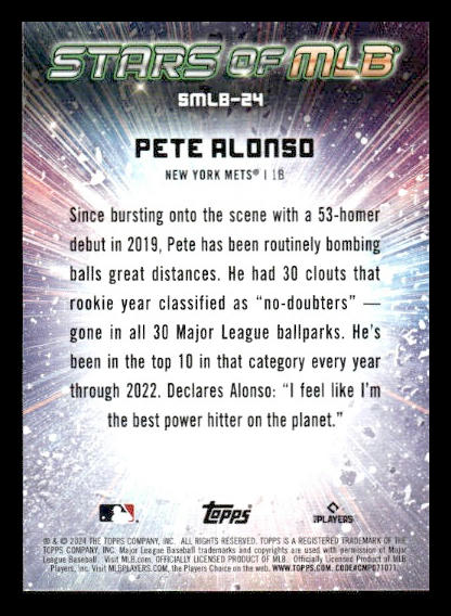 2024 Topps #SMLB-24 Pete Alonso Stars of MLB New York Mets