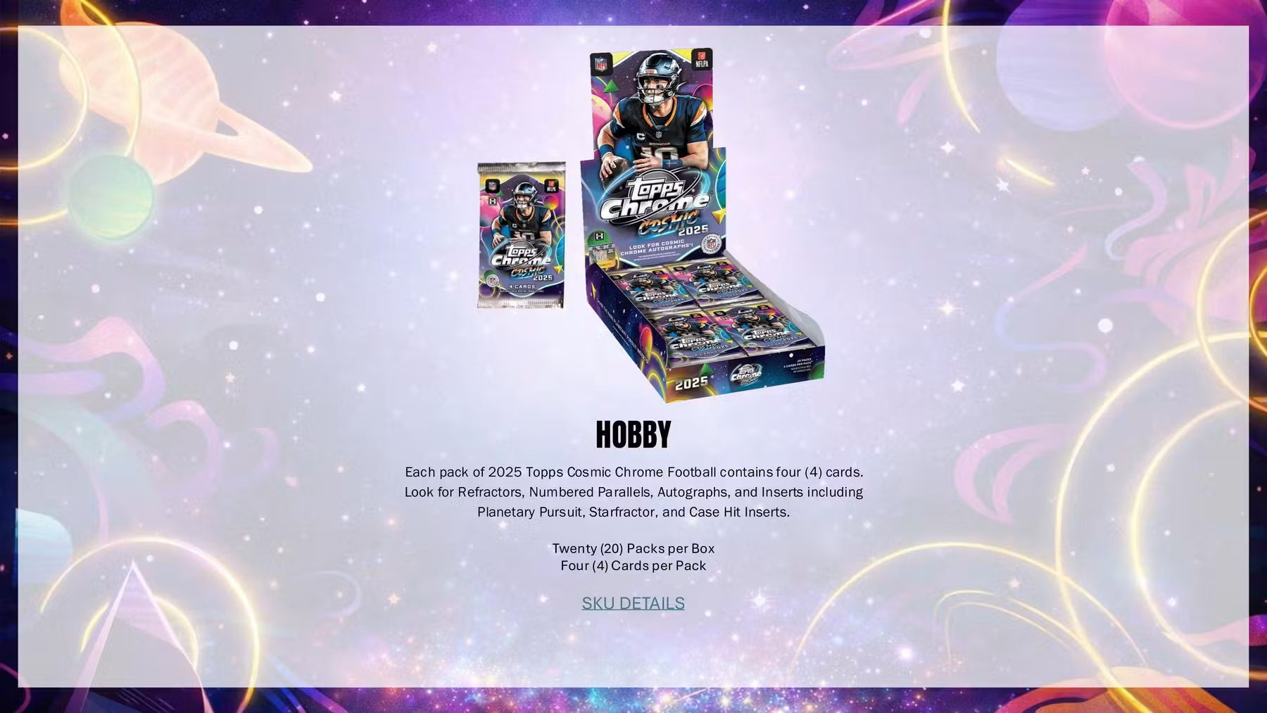 2025 Topps Cosmic Chrome Football Hobby Box