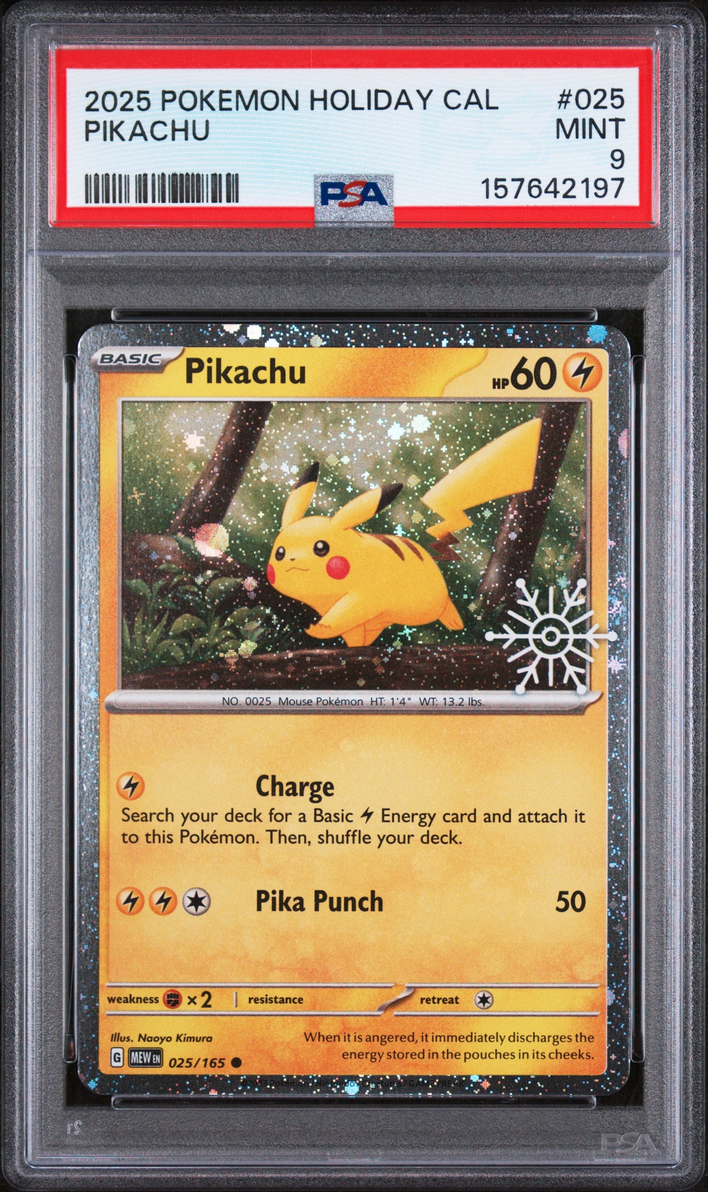 2025 Pokemon Holiday Calendar #025 Pikachu PSA 9