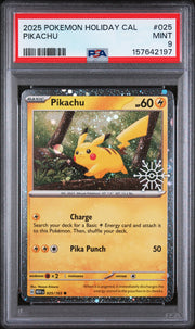 2025 Pokemon Holiday Calendar #025 Pikachu PSA 9