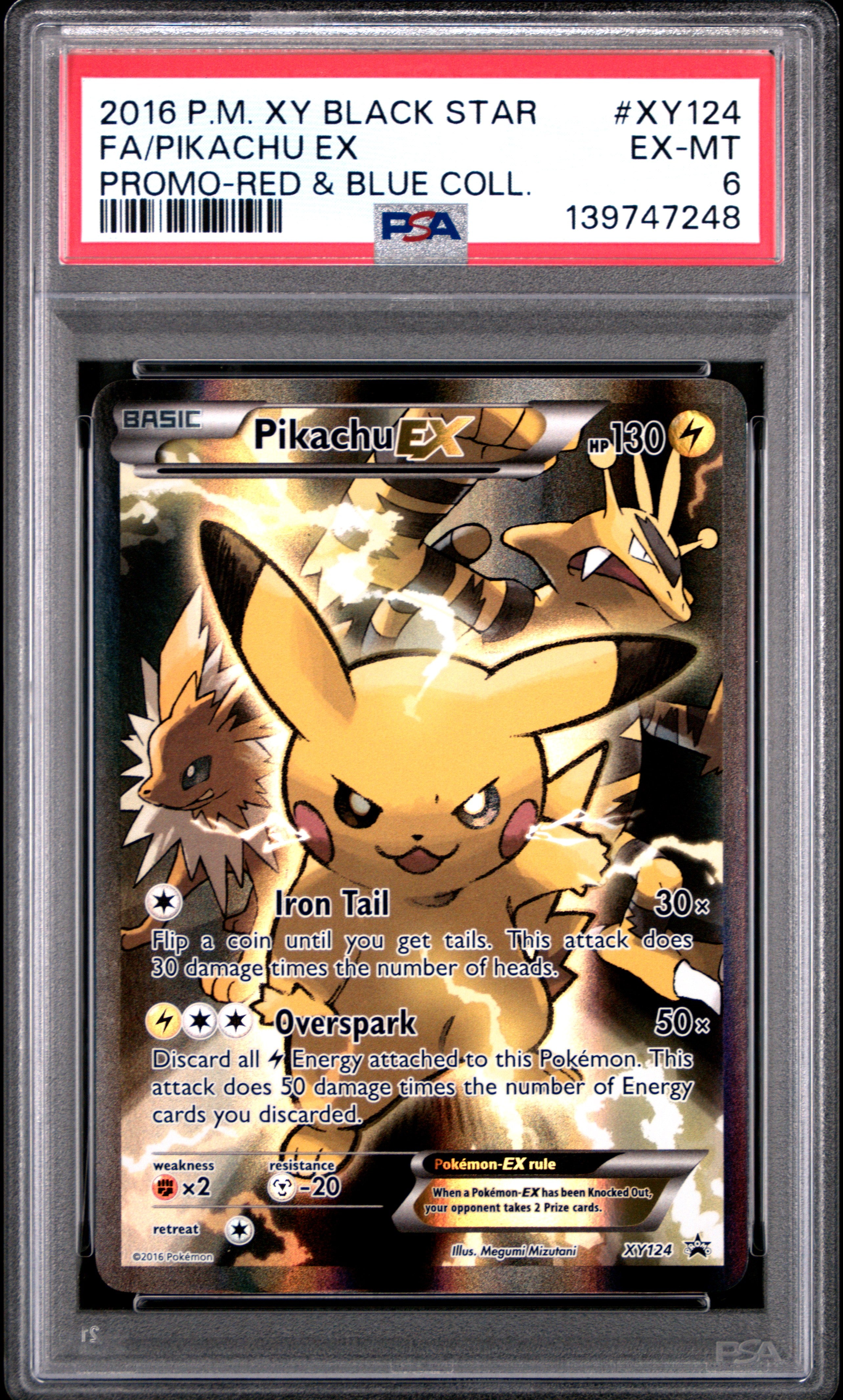 2016 Pokemon Xy Black Star Promo #XY124 Fa/Pikachu Ex . PSA 6