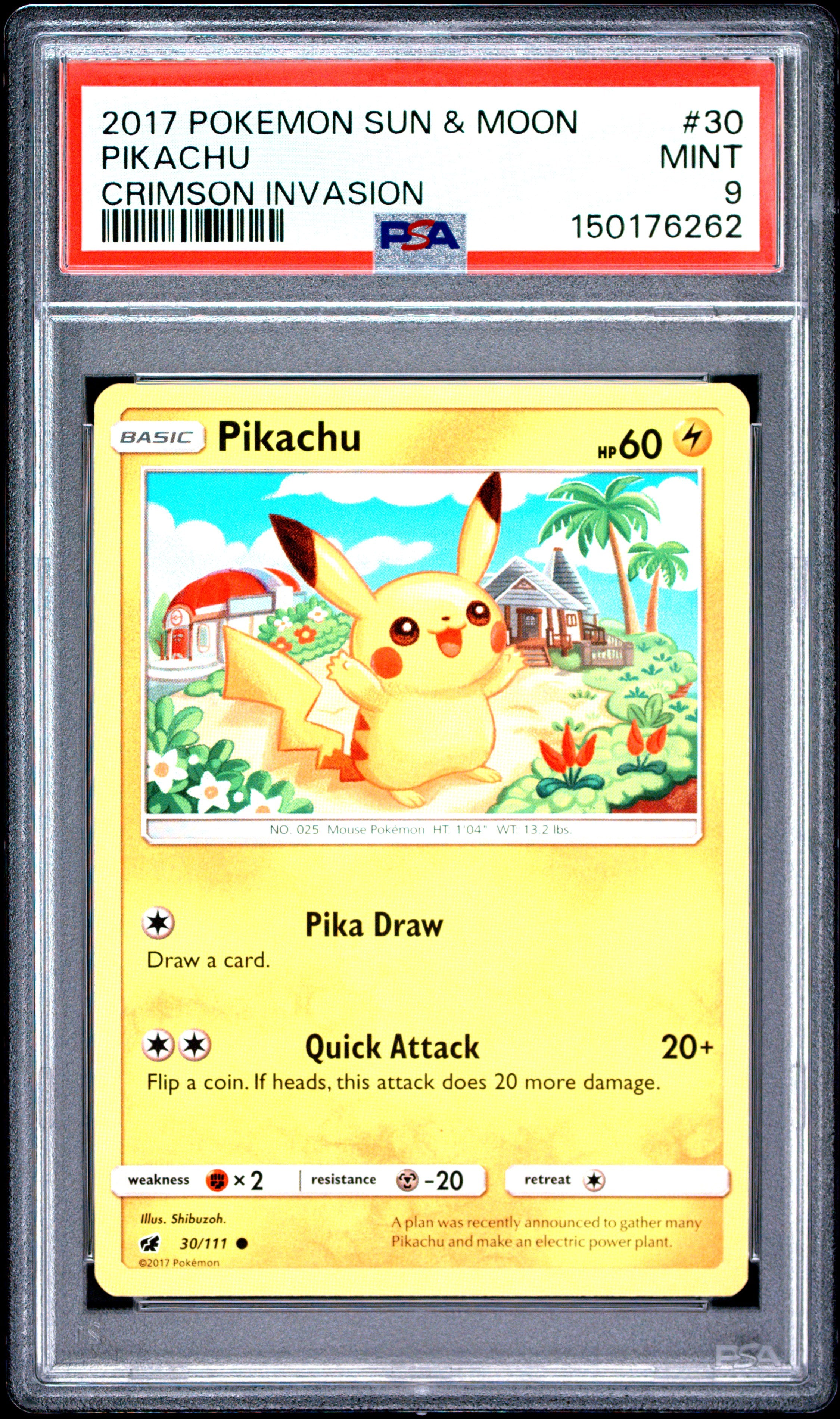 2017 Pokemon Sun & Moon Crimson Invasion #30 Pikachu Crimson Invasion PSA 9