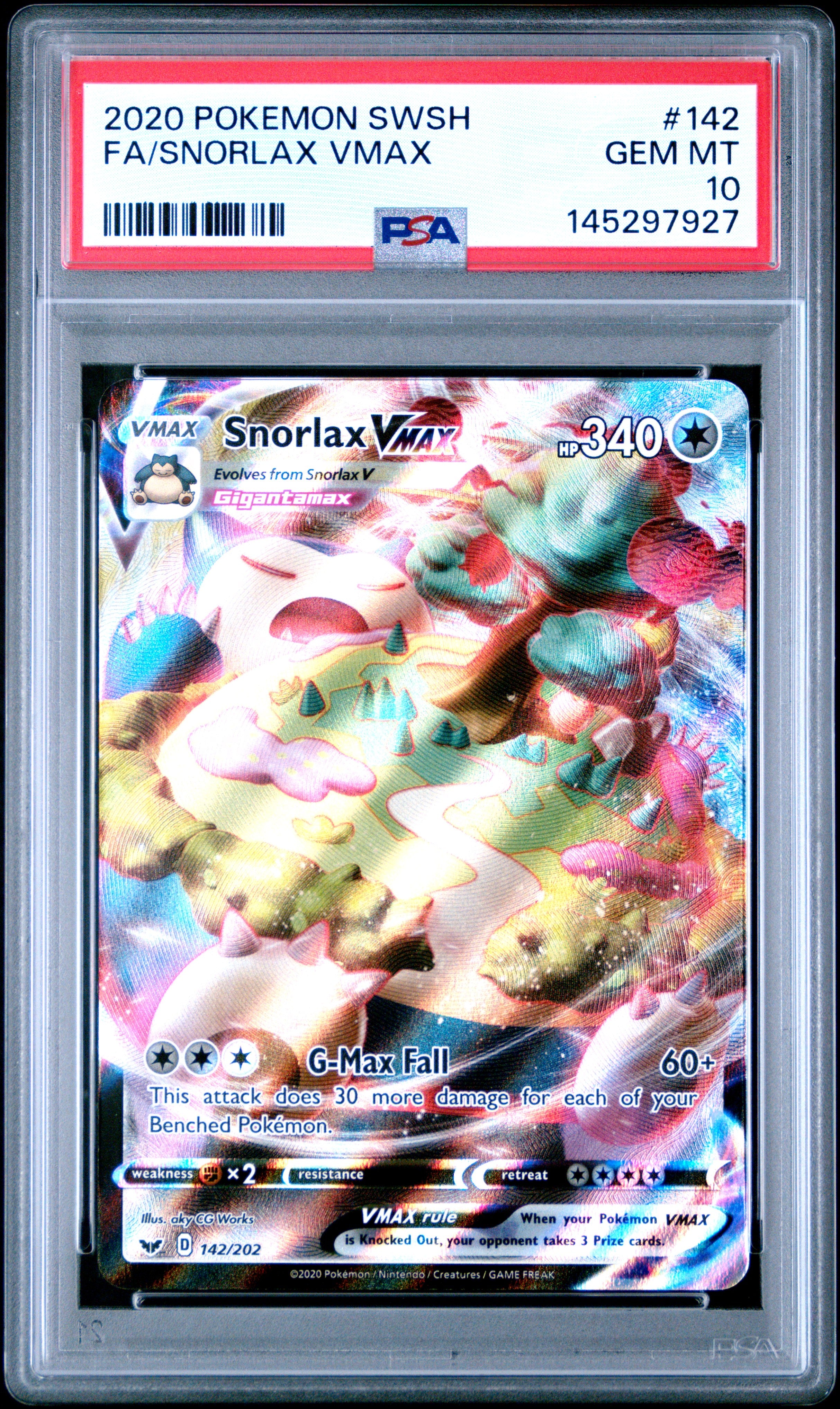 2020 Pokemon Sword & Shield #142 Fa/Snorlax Vmax PSA 10