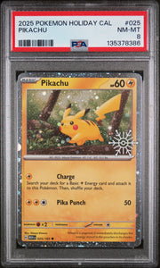 2025 Pokemon Holiday Calendar #025 Pikachu PSA 8