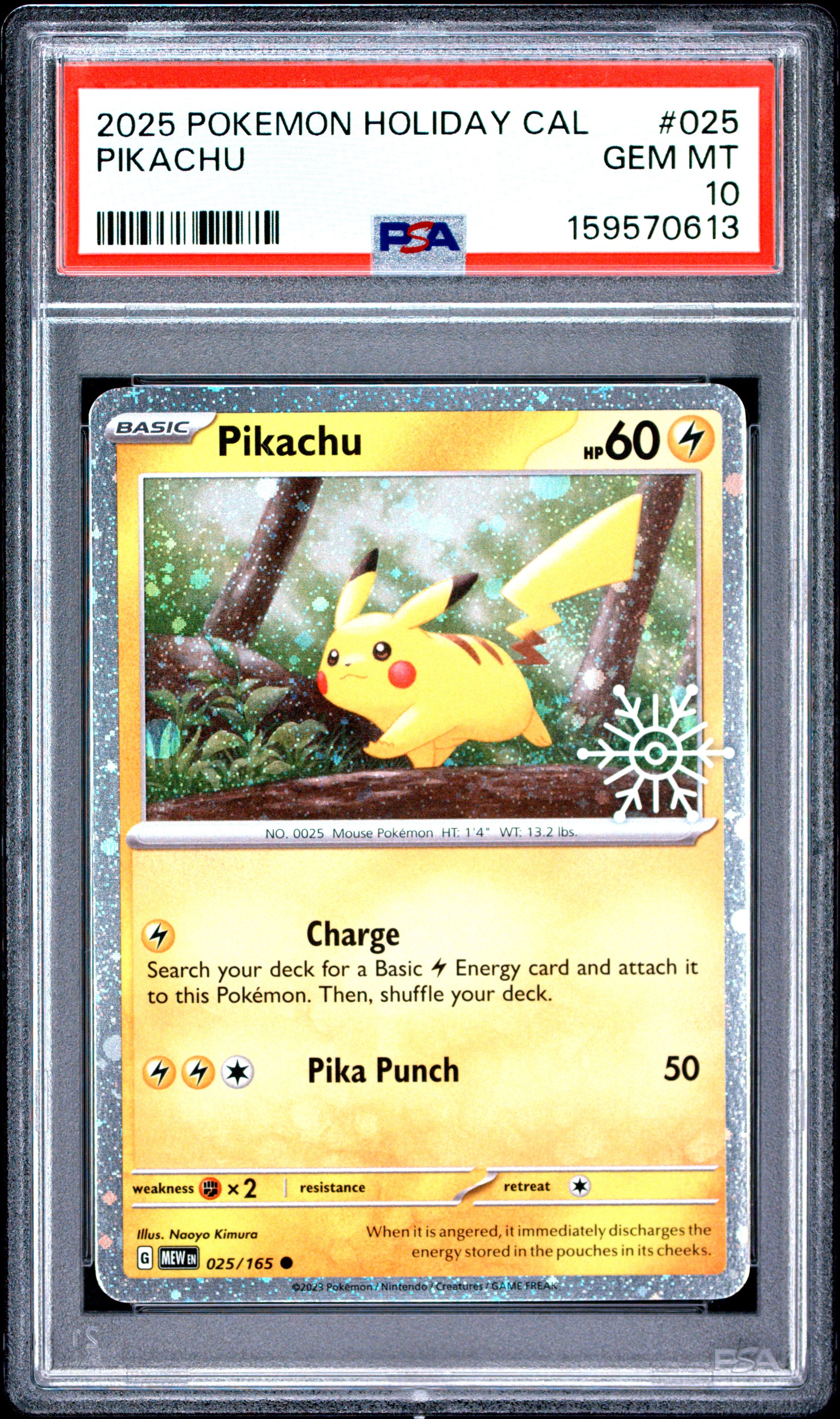 2025 Pokemon Holiday Calendar #025 Pikachu PSA 10