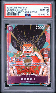 2025 One Piece Simplified Chinese Promos #073 Monkey D. Luffy Bandai PSA 10