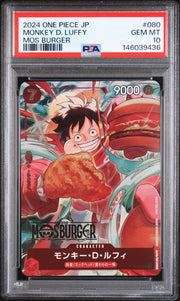 2024 One Piece Japanese Promos #080 Monkey D. Luffy Mos Burger PSA 10