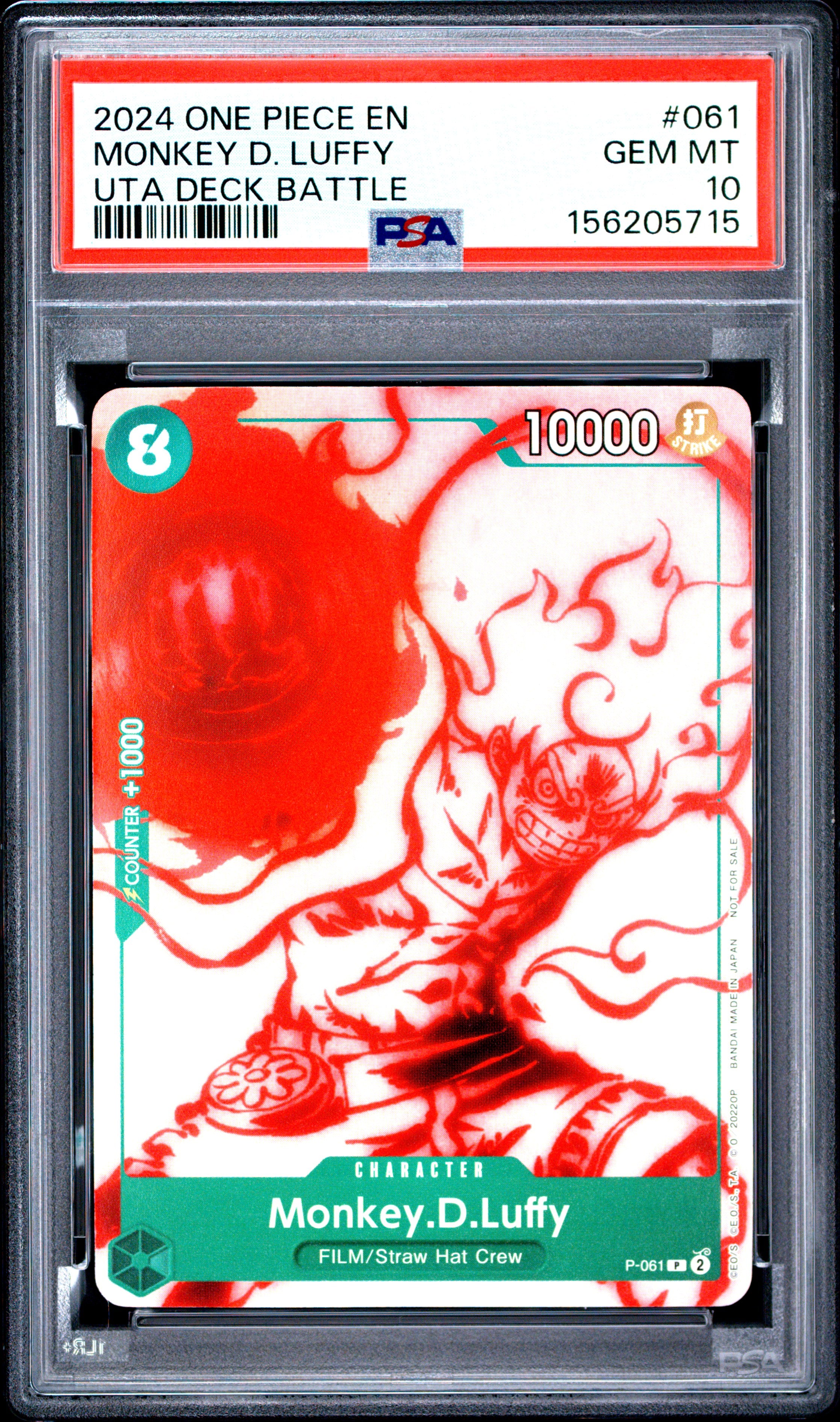 2024 One Piece Promos #061 Monkey D. Luffy Uta Deck Battle PSA 10