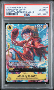 2025 One Piece Promos #109 Monkey D. Luffy Illustration Box Vol.3 PSA 10