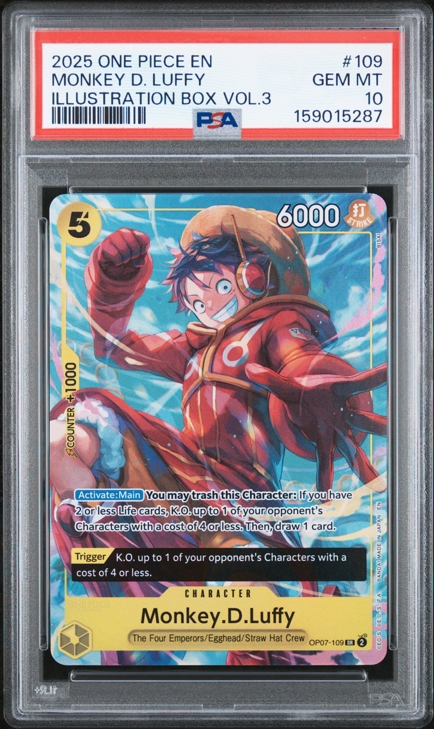 2025 One Piece Promos #109 Monkey D. Luffy Illustration Box Vol.3 PSA 10