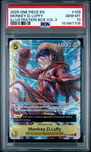 2025 One Piece Promos #109 Monkey D. Luffy Illustration Box Vol.3 PSA 10