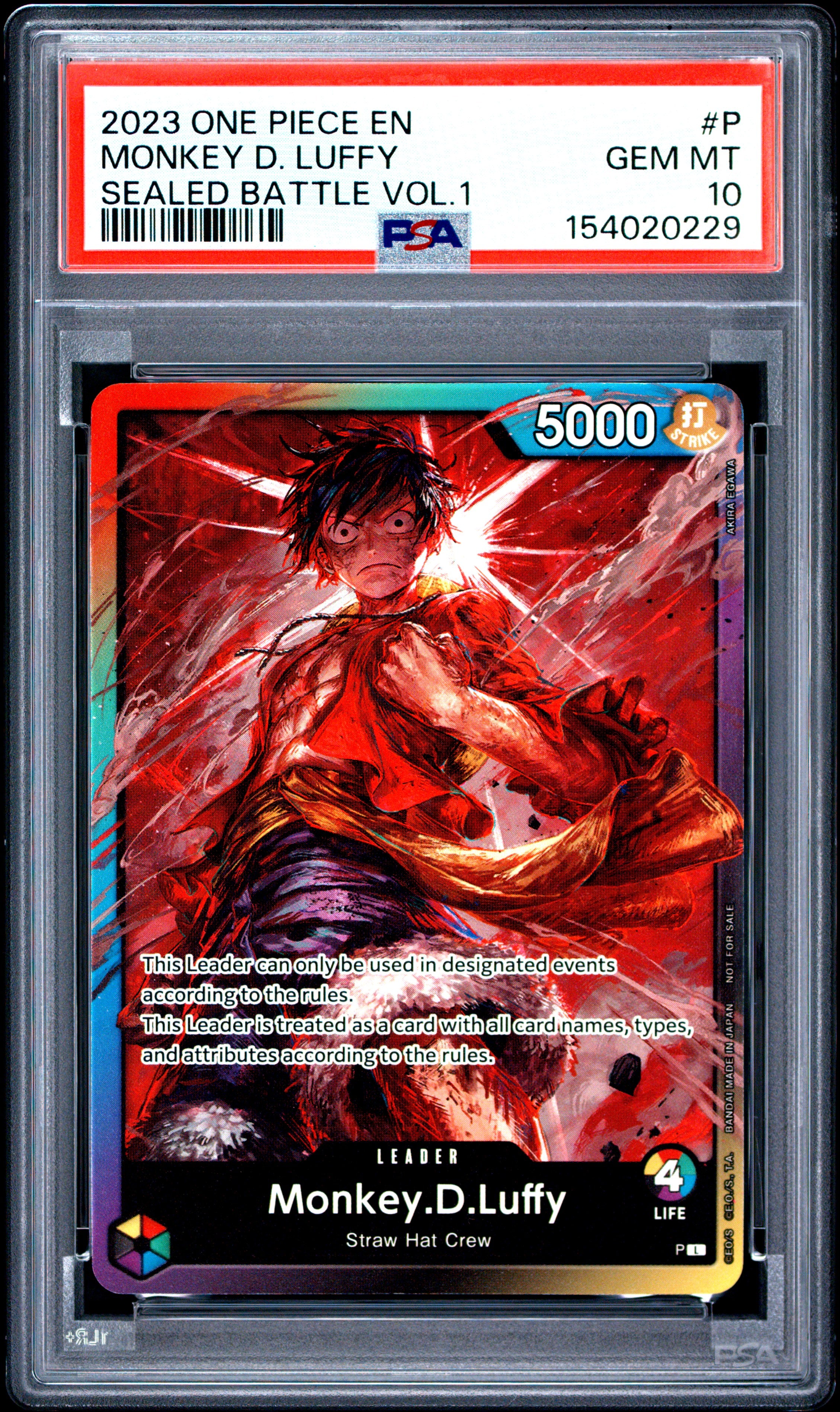 2023 One Piece Promos #P Monkey D. Luffy Sealed Battle Vol.1 PSA 10