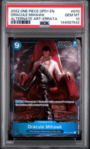 2022 One Piece Op01-Romance Dawn #070 Dracule Mihawk Alternate Art-Errata PSA 10