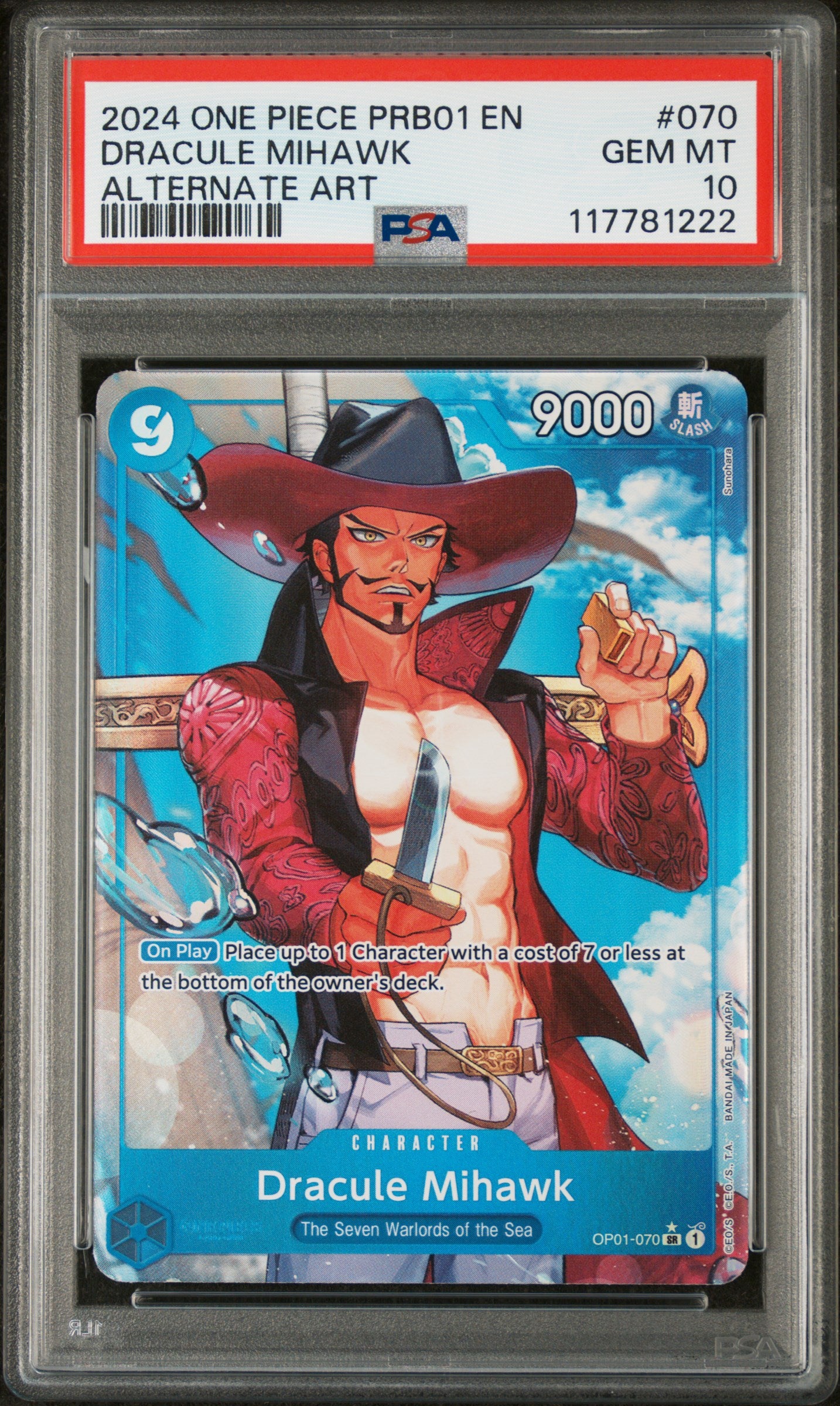 2024 One Piece Prb01- The Best- #070 Dracule Mihawk Alternate Art PSA 10