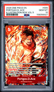 2026 One Piece Promos #005 Portgas D. Ace Illustration Box Vol.5 PSA 10