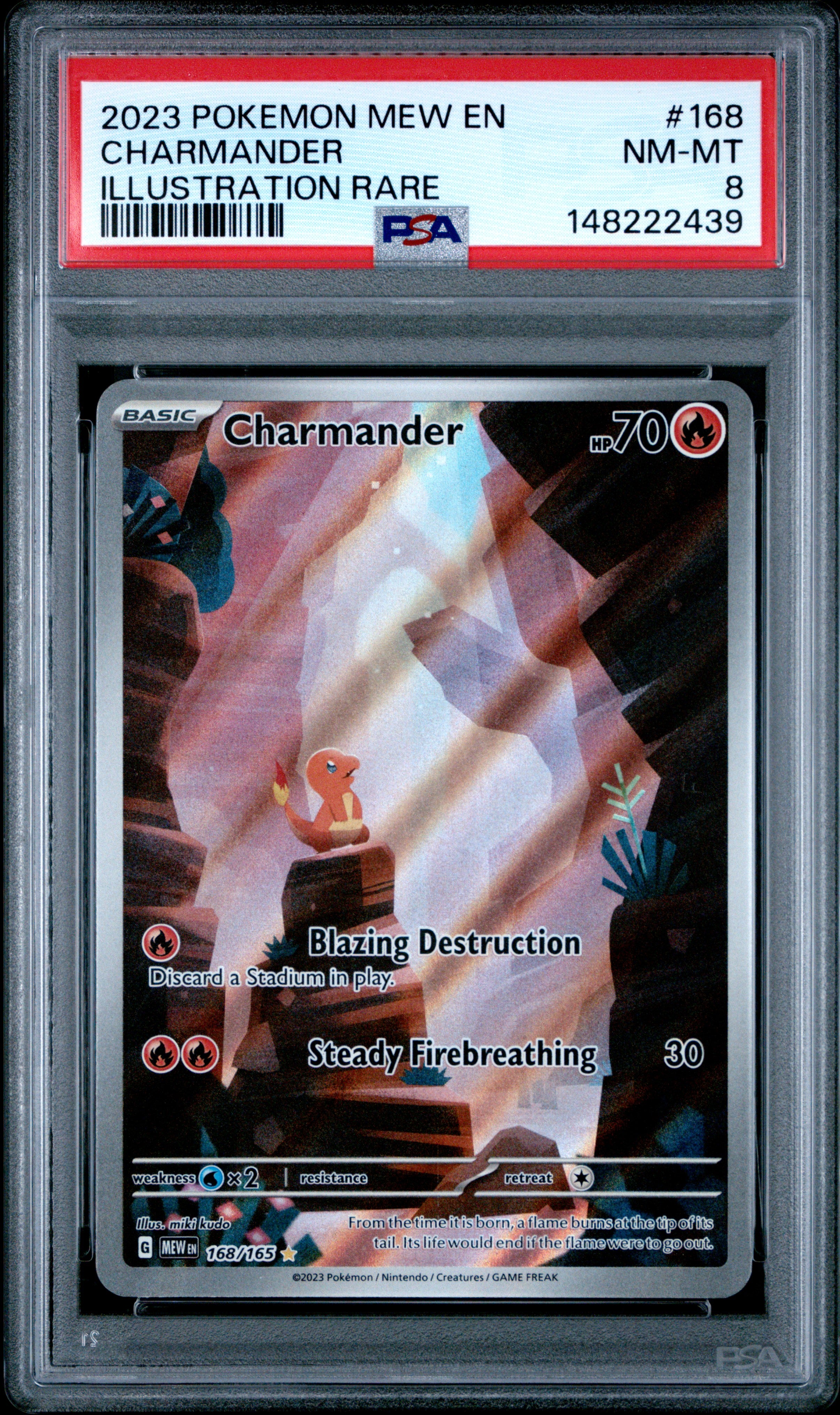 2023 Pokemon Mew En-151 #168 Charmander Illustration Rare PSA 8