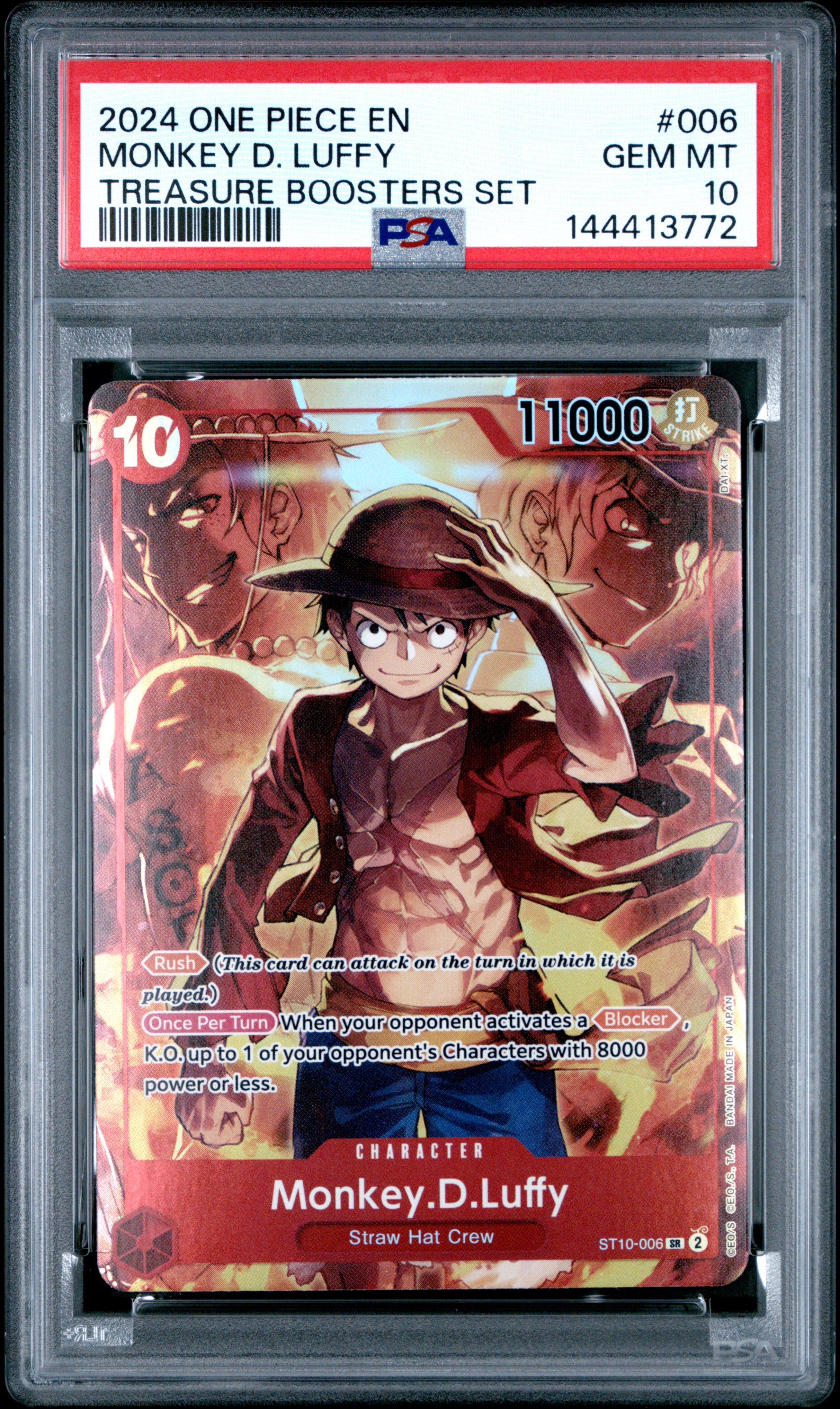 2024 One Piece Promos #006 Monkey D. Luffy Treasure Boosters Set PSA 10