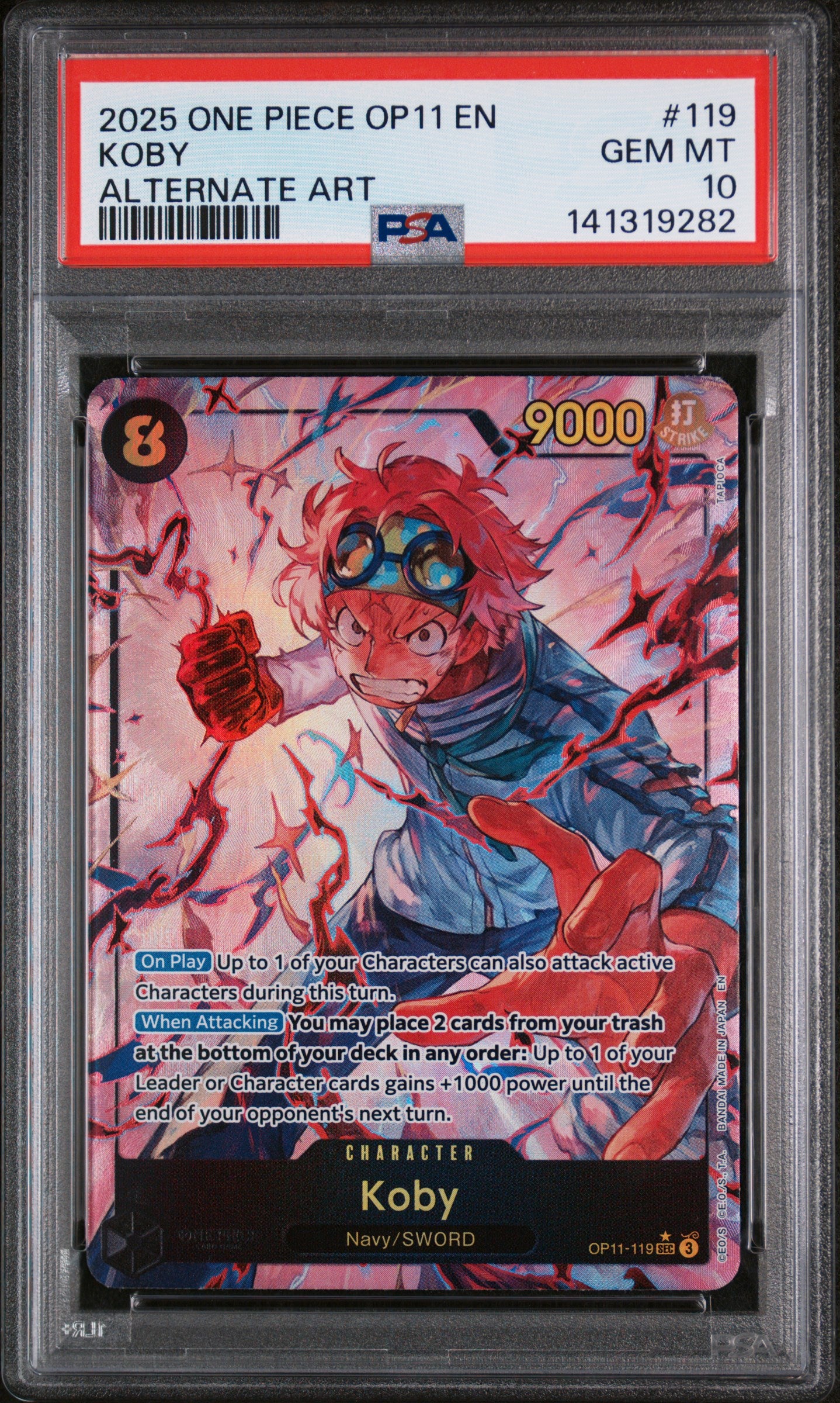 2025 One Piece Op11-A Fist Of Divine Speed #119 Koby Alternate Art PSA 10
