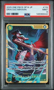 2025 One Piece Japanese Op14-The Azure Sea'S Seven #119 Dracule Mihawk PSA 9