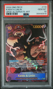 2024 One Piece Op08-Two Legends #119 Kaido & Linlin Alternate Art PSA 10