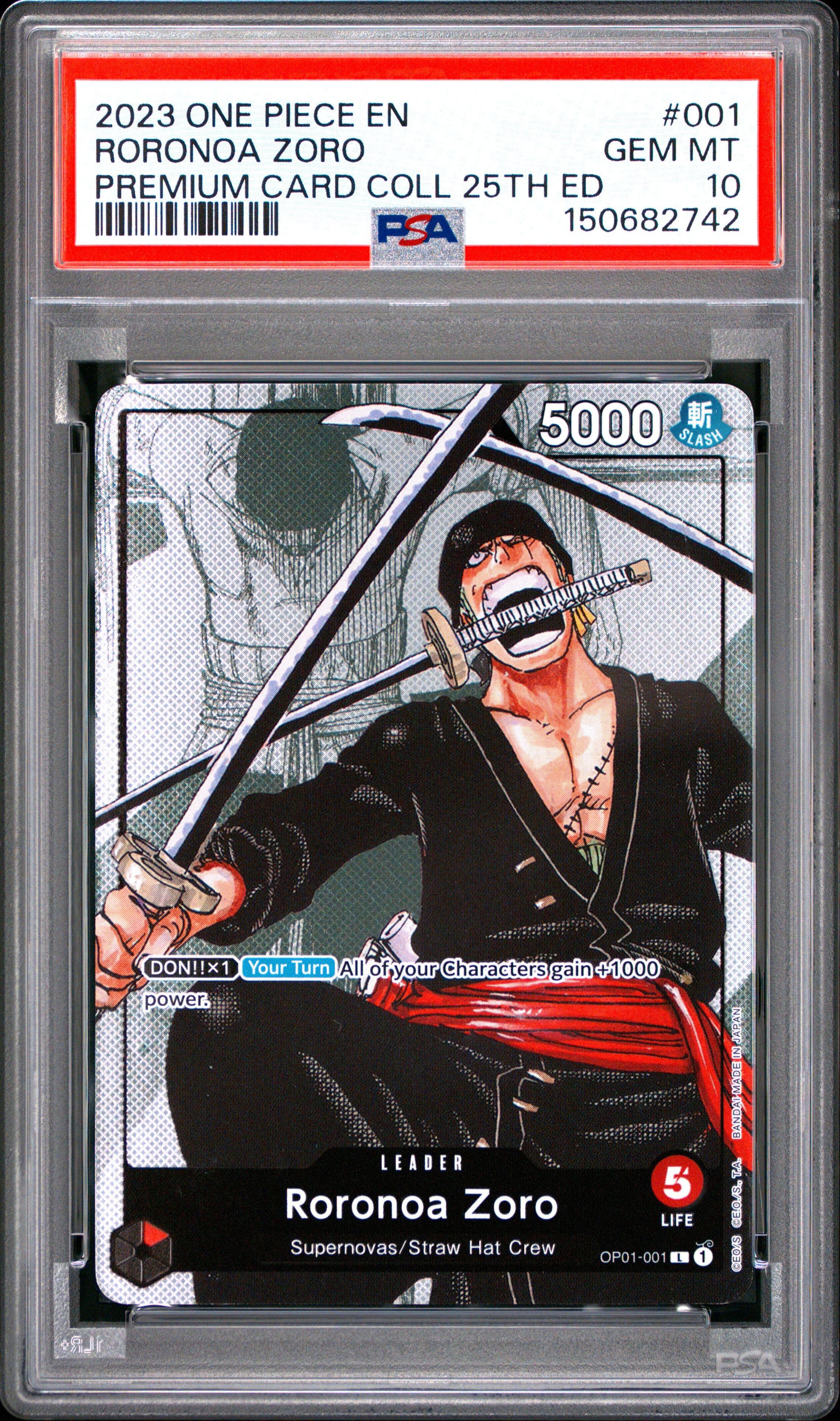 2023 One Piece Premium Card Collection 25th Edition #001 Roronoa Zoro PSA 10