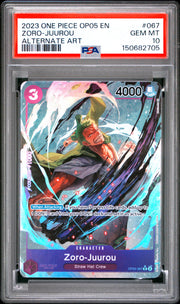 2023 One Piece Op05- New Era #067 Zoro-Juurou Alternate Art PSA 10