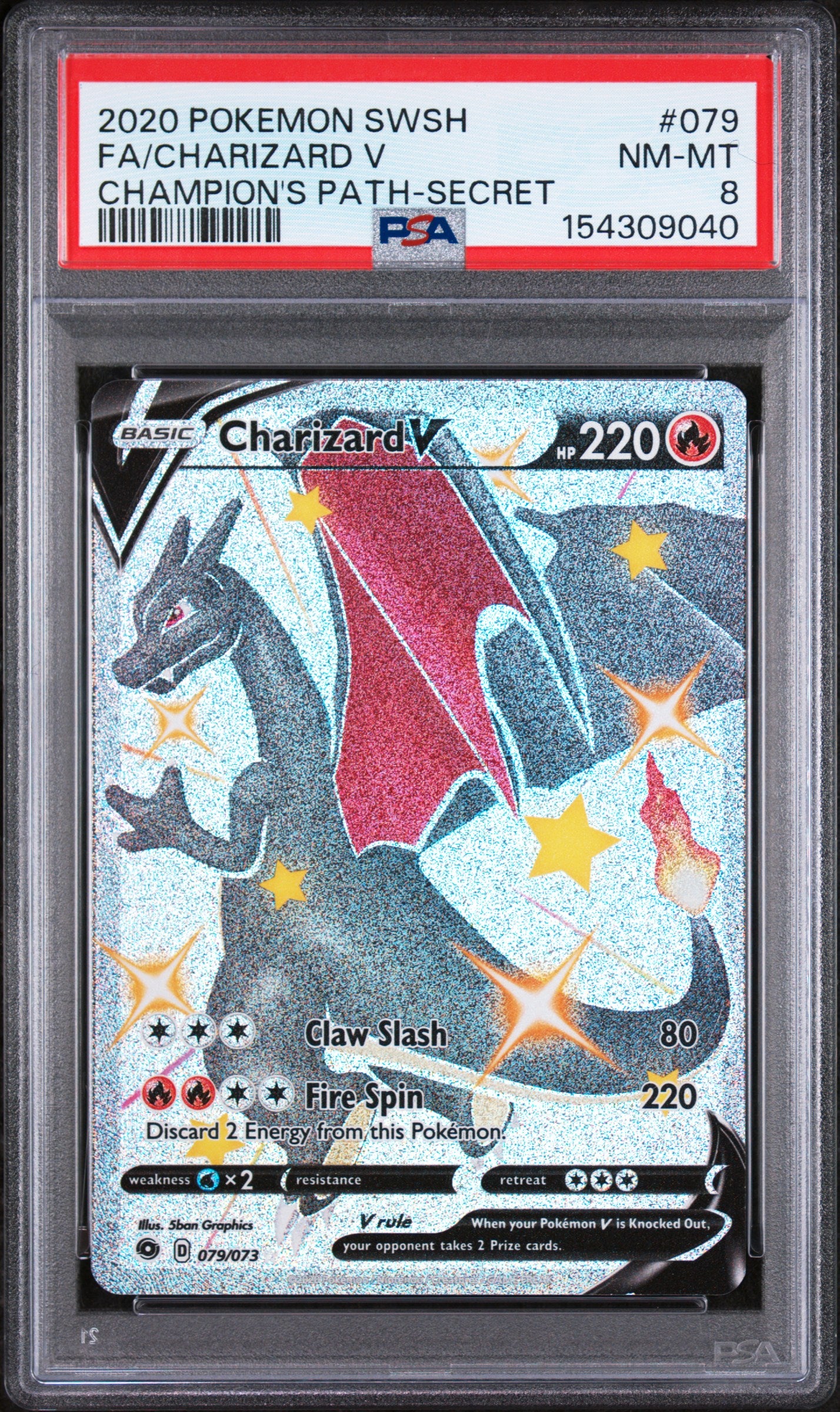 2020 Pokemon Sword & Shield Champion'S Path #079 Fa/Charizard V  PSA 8