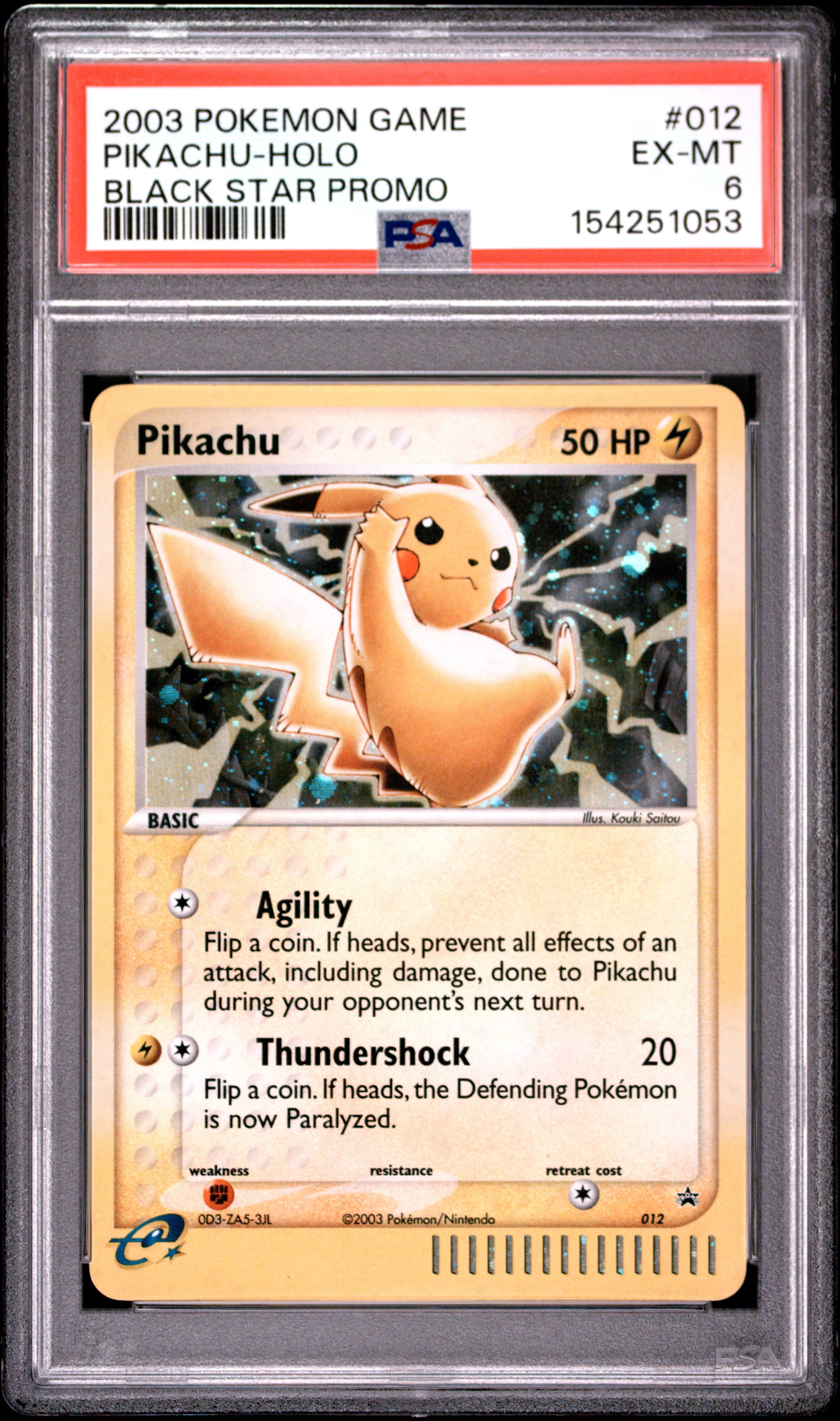 2003 Pokemon Black Star Promo #012 Pikachu-Holo Black Star Promo PSA 6