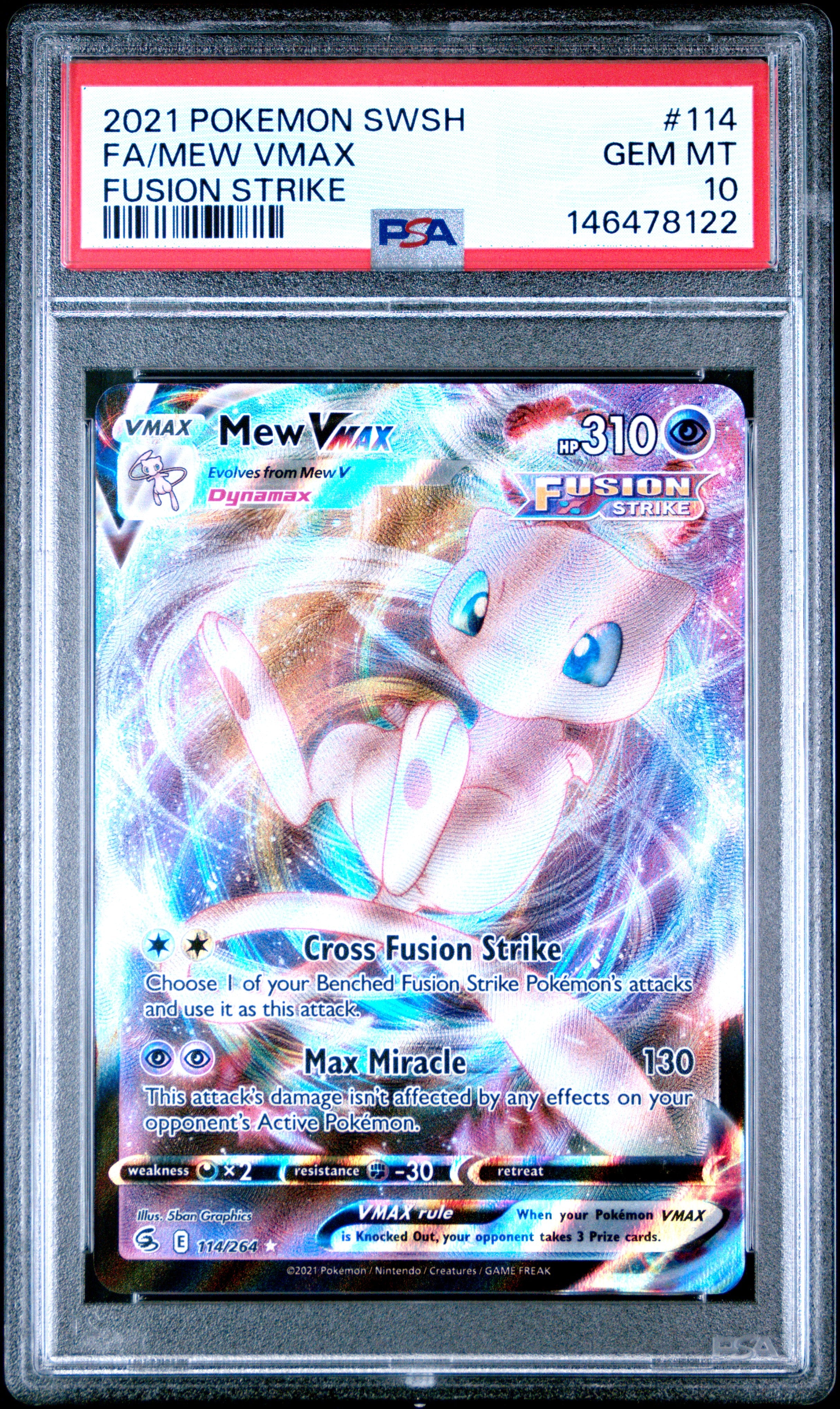2021 Pokemon Sword & Shield Fusion Strike #114 Fa/Mew Vmax Fusion Strike PSA 10