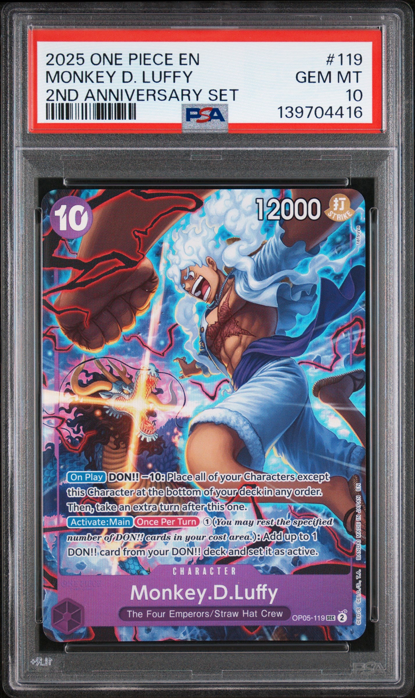 2025 One Piece English Version 2nd Anniversary Set #119 Monkey D. Luffy PSA 10