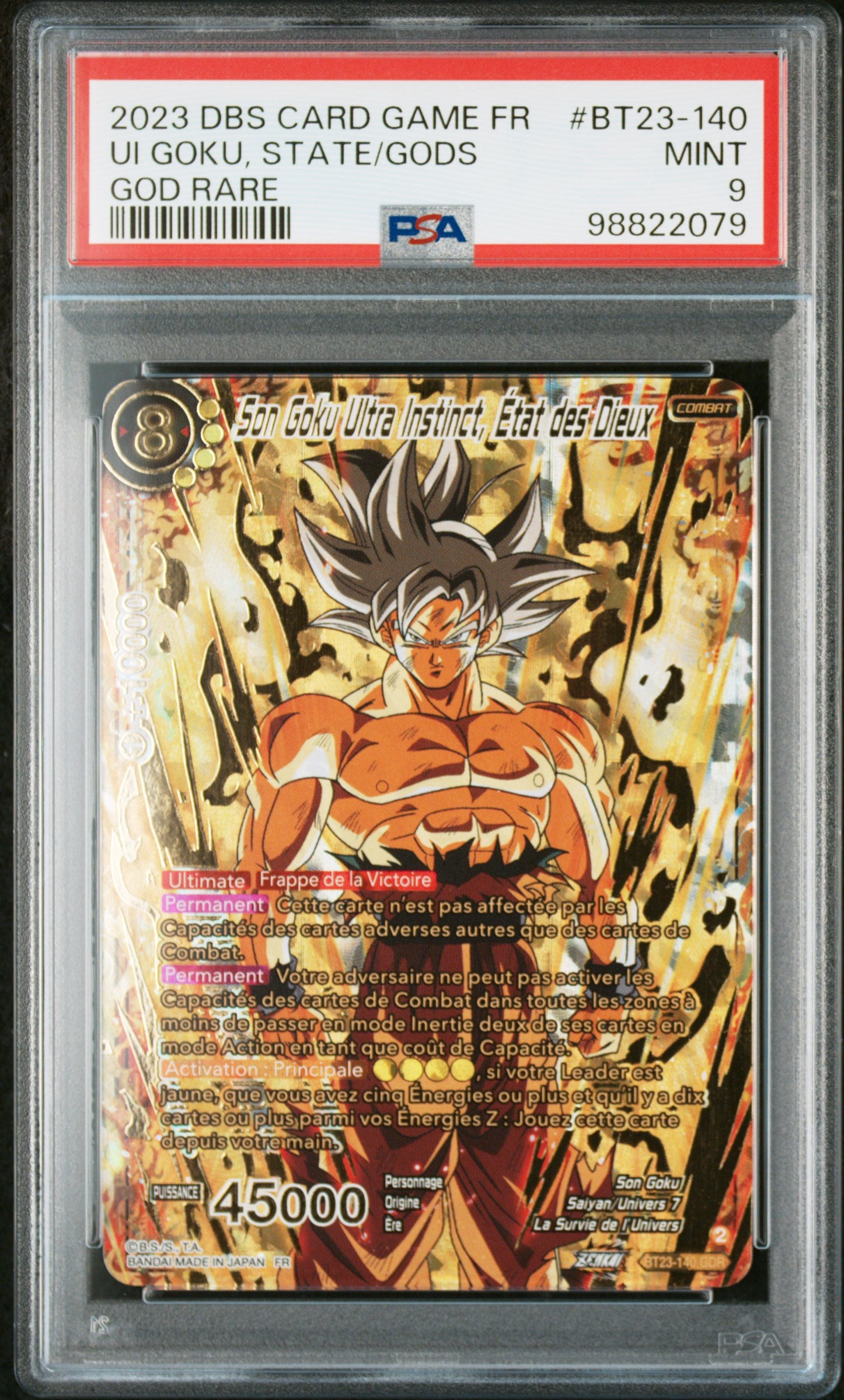 2023 Dragon Ball Super  French  #BT23-140 Ui Goku, State/Gods God Rare PSA 9