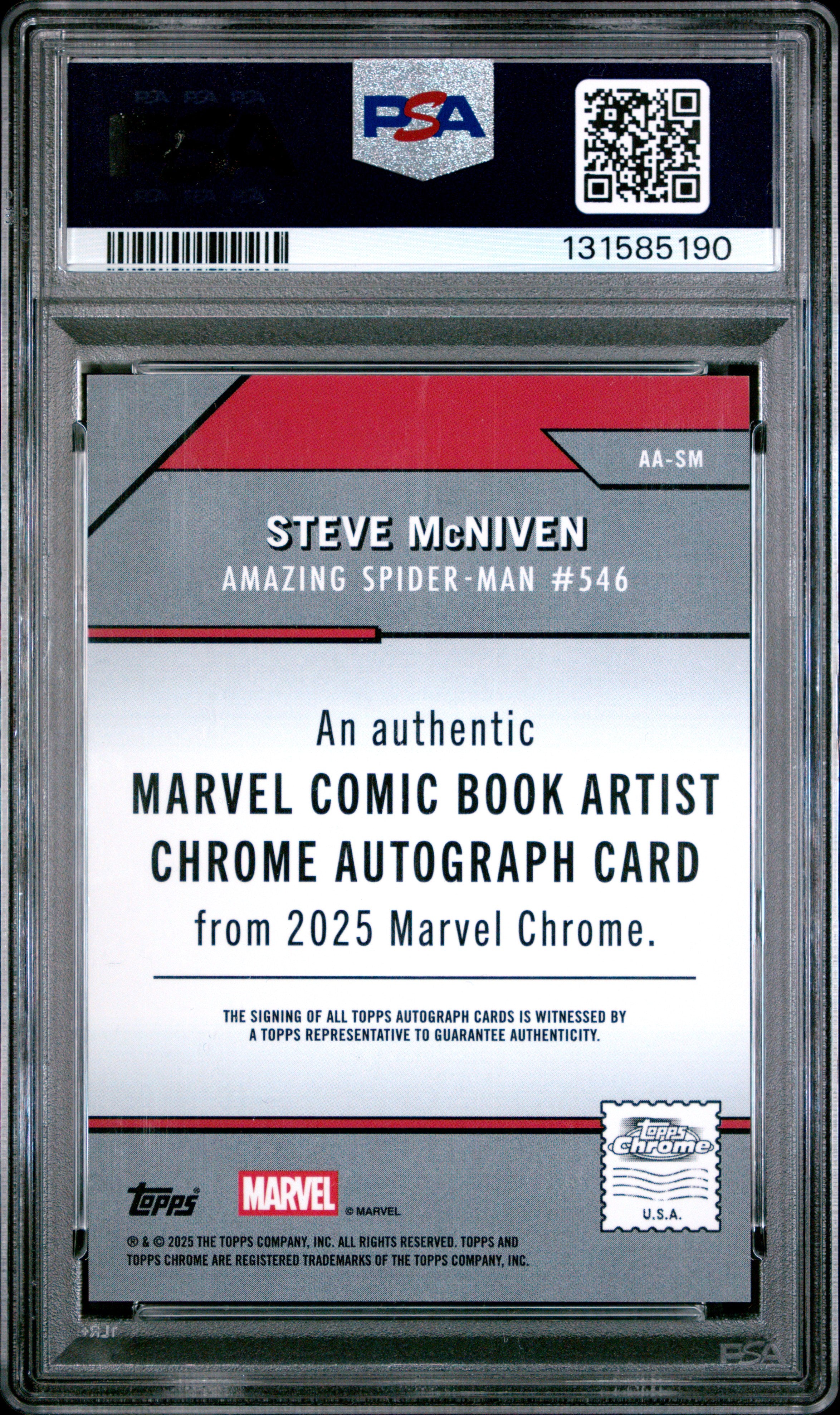2025 Topps Chrome Marvel  #SM Steve Mcniven Artist/Writer Au-Gold Wave PSA 8