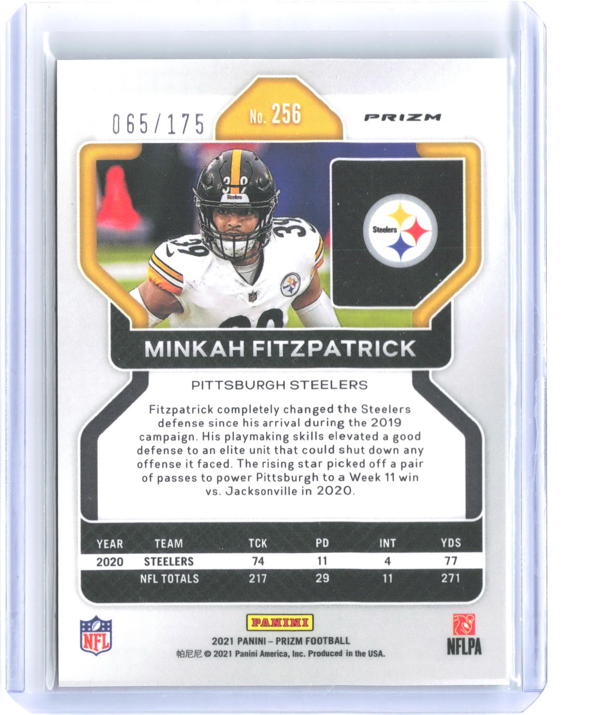 2021 Panini Prizm #256 Minkah Fitzpatrick Hyper #/175