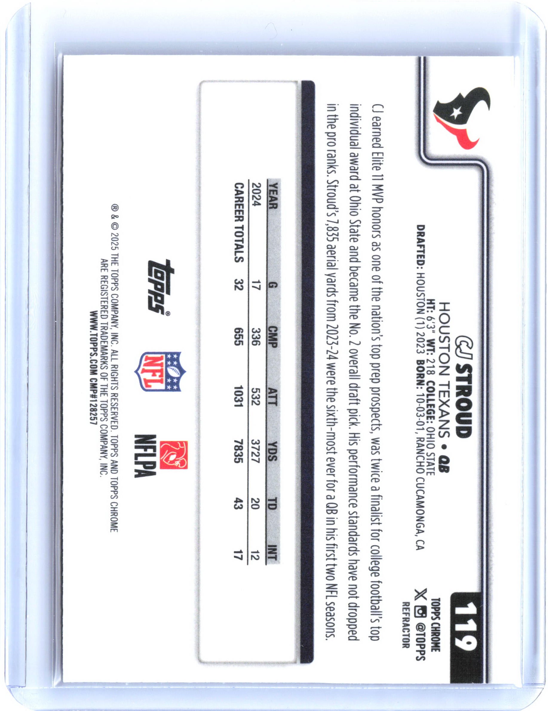 2025 Topps Chrome #119 CJ Stroud