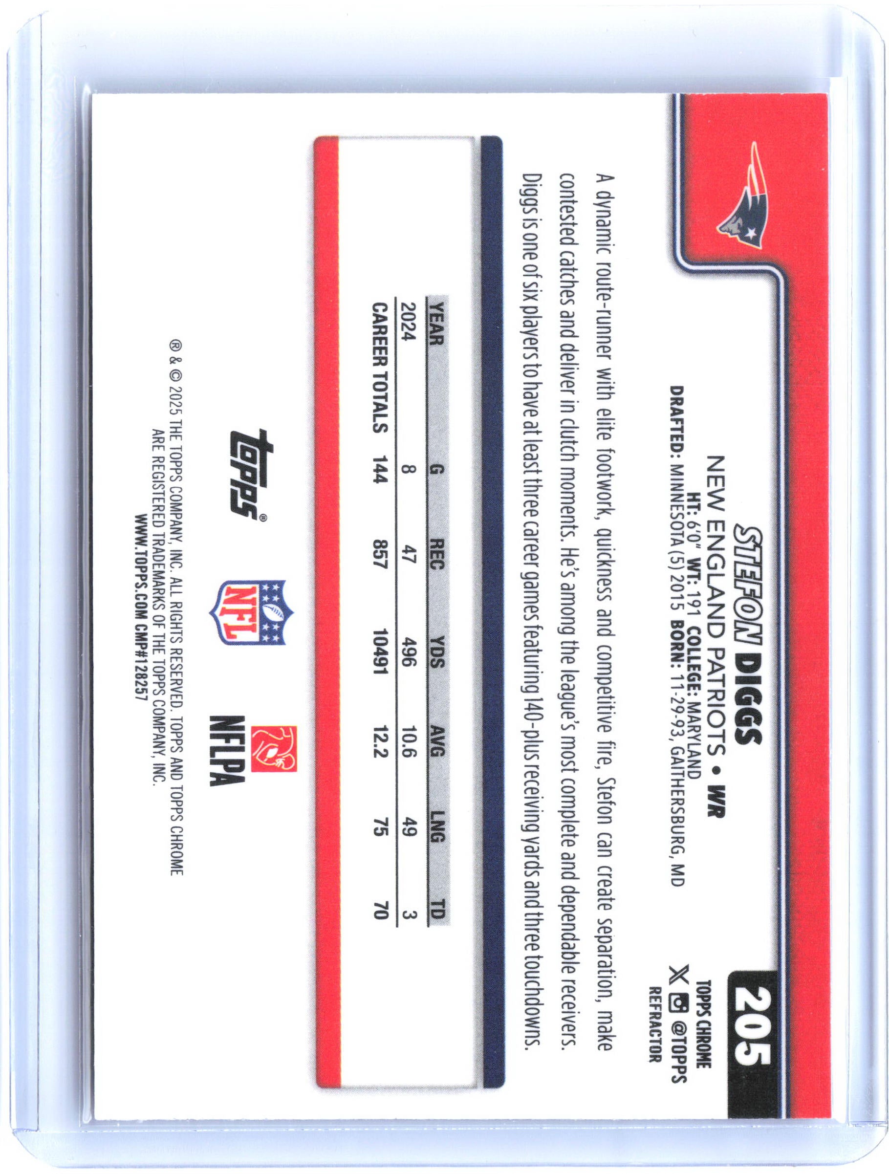 2025 Topps Chrome #205 Stefon Diggs Refractor
