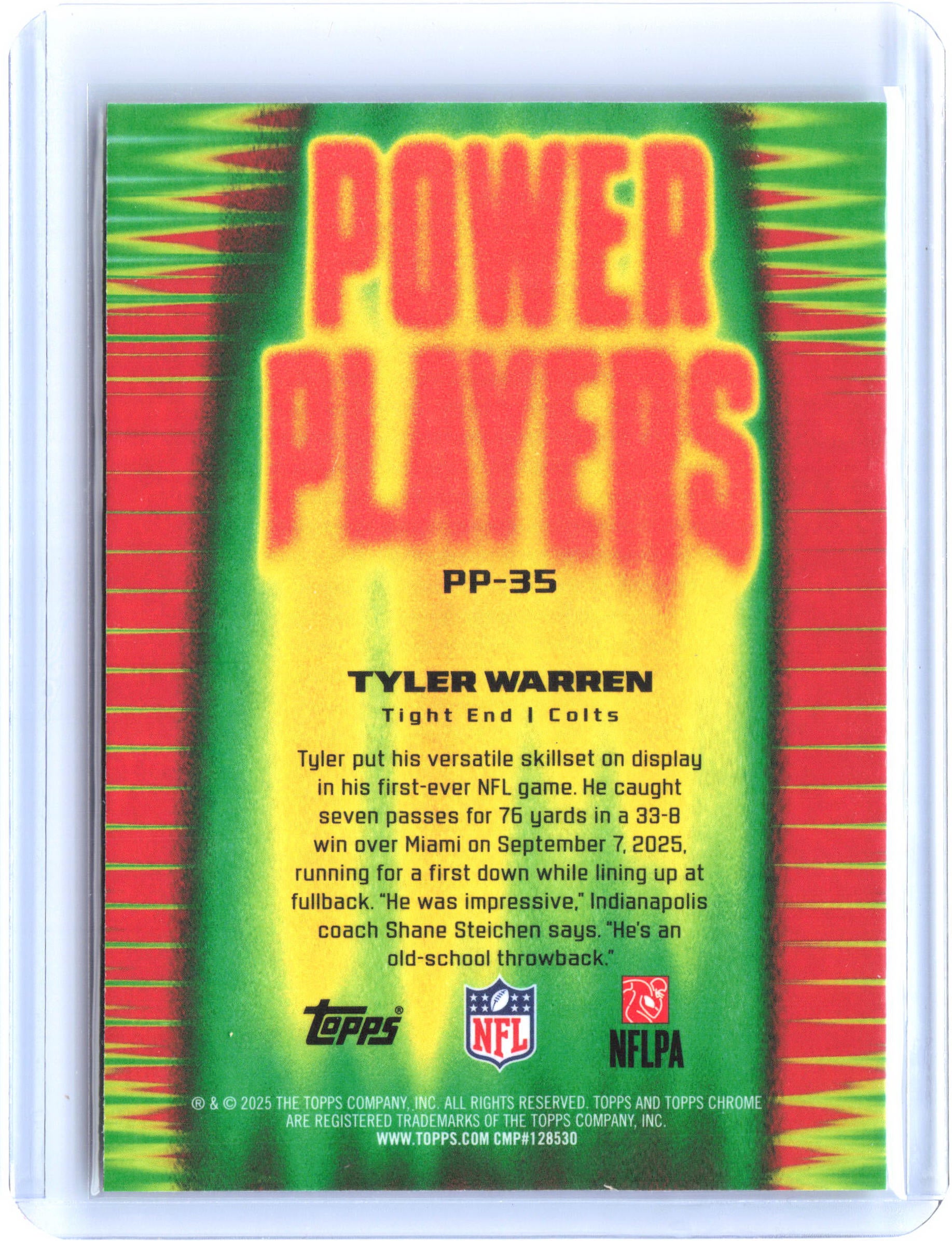 2025 Topps Chrome #PP-35 Tyler Warren Power Players
