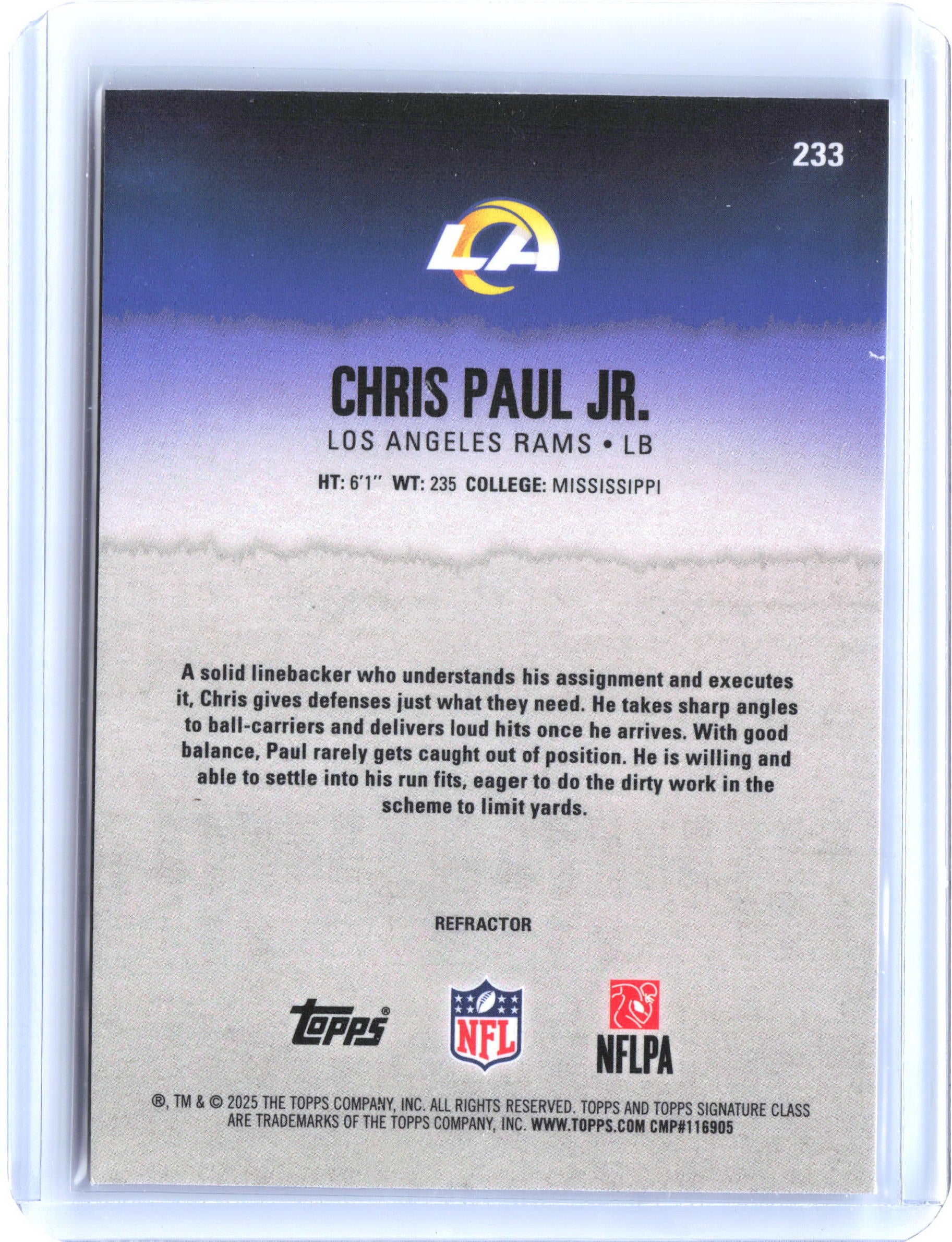 2025 Topps Signature Class #233 Chris Paul Jr.