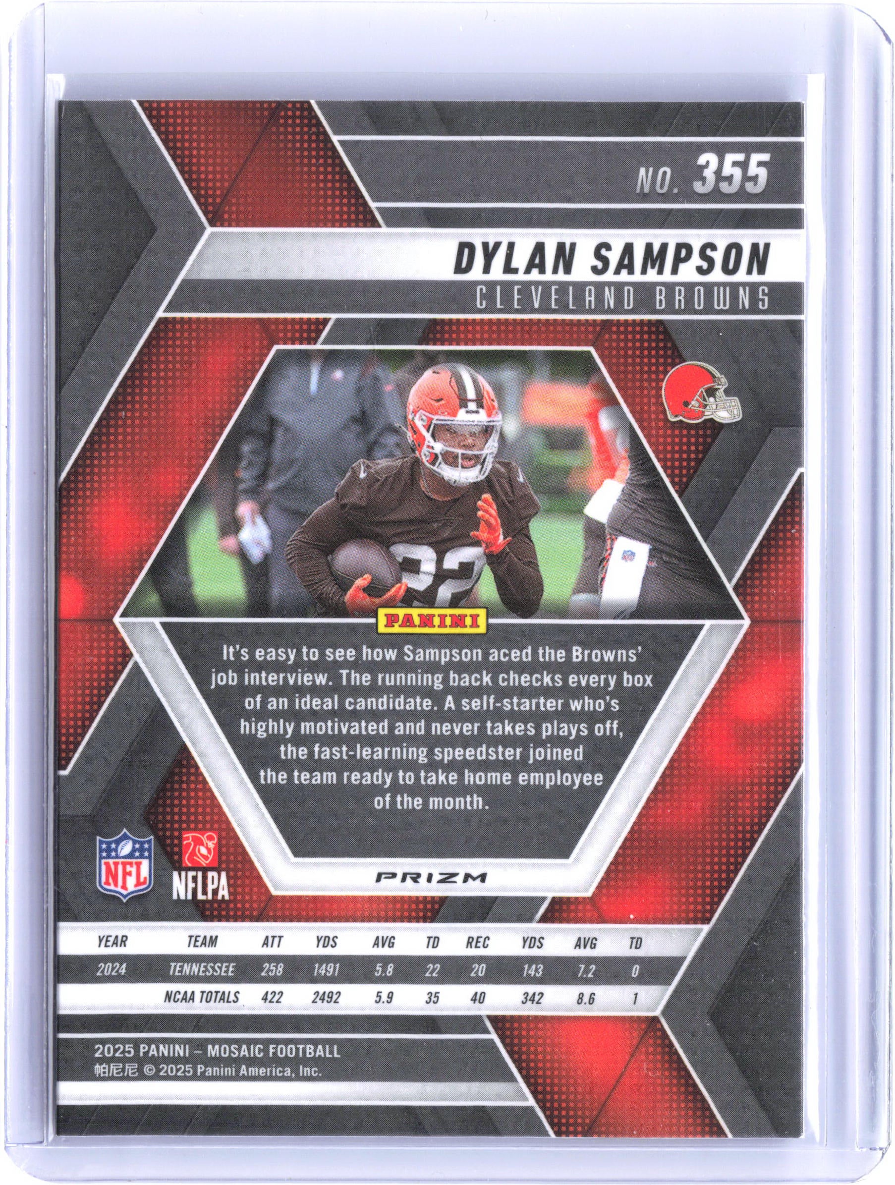 2025 Panini Mosaic #355 Dylan Sampson Mosaic Reactive Yellow