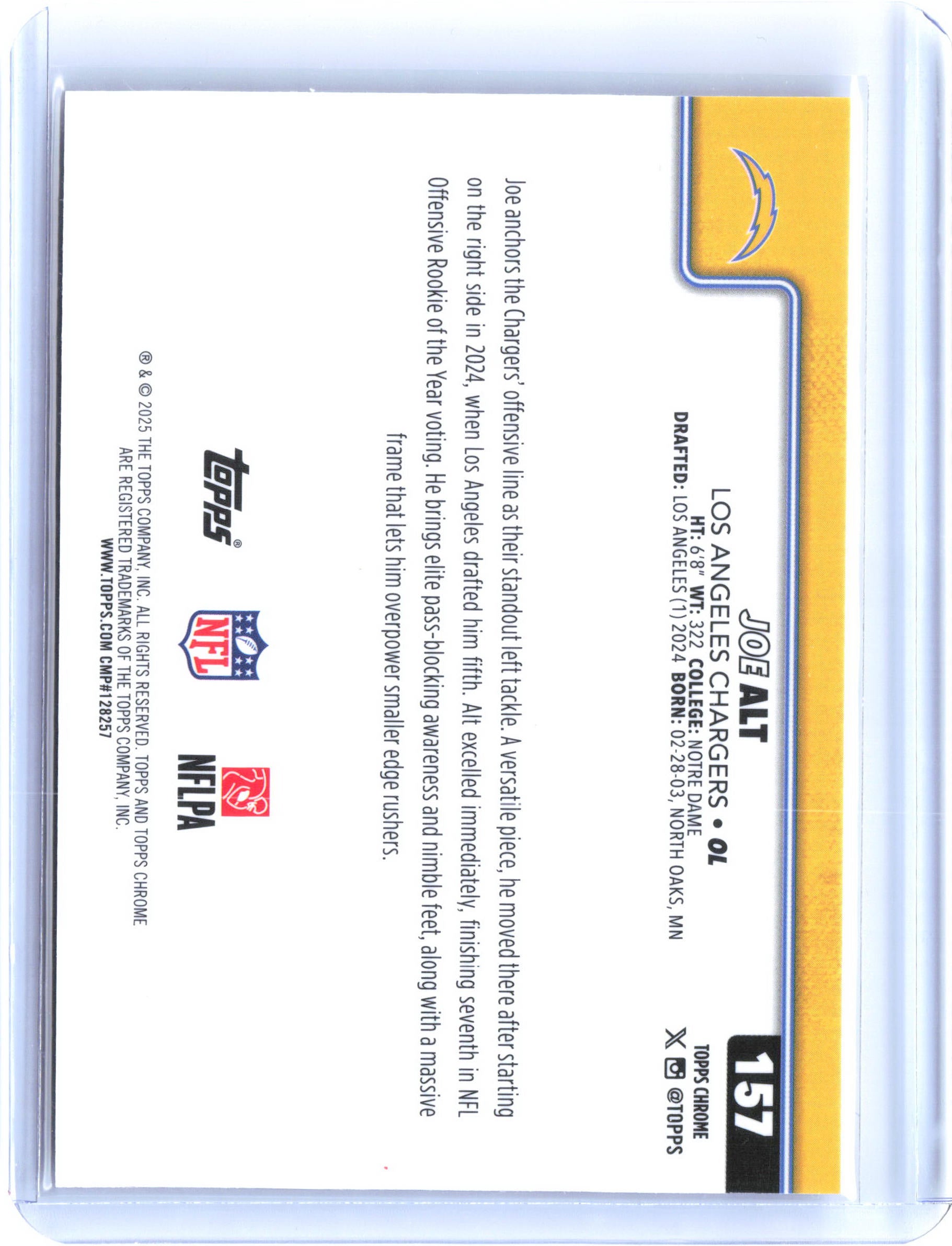 2025 Topps Chrome #157 Joe Alt X-Fractor