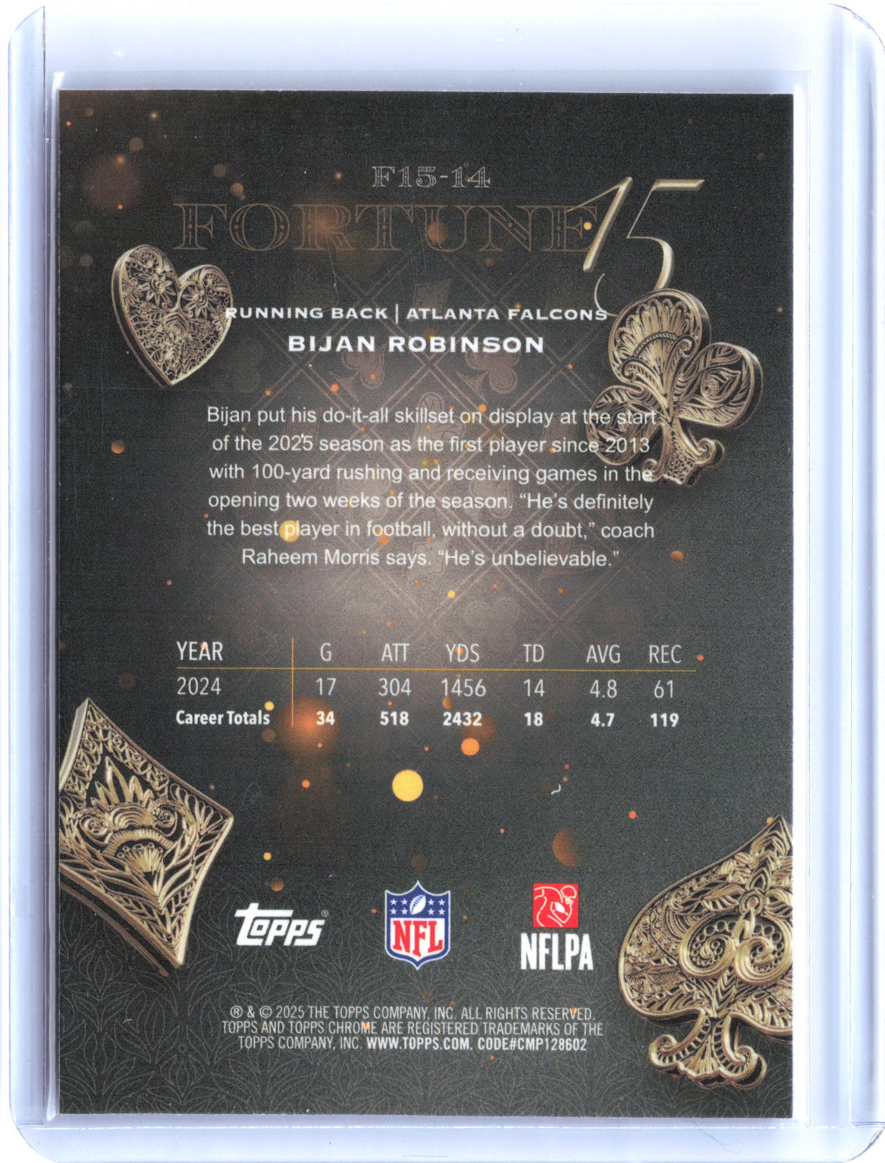 2025 Topps Chrome #F15-14 Bijan Robinson Fortune 15