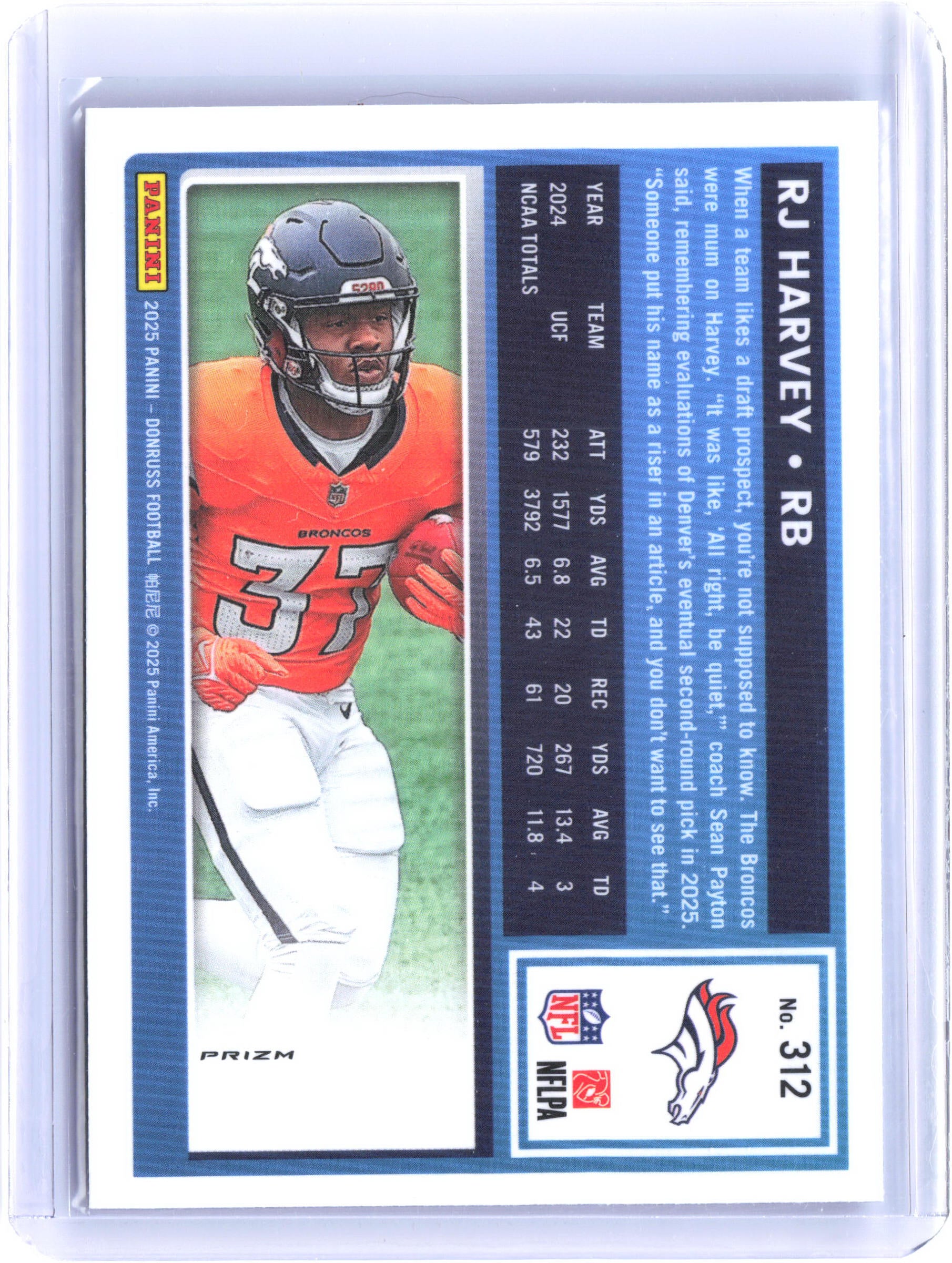 2025 Donruss #312 RJ Harvey