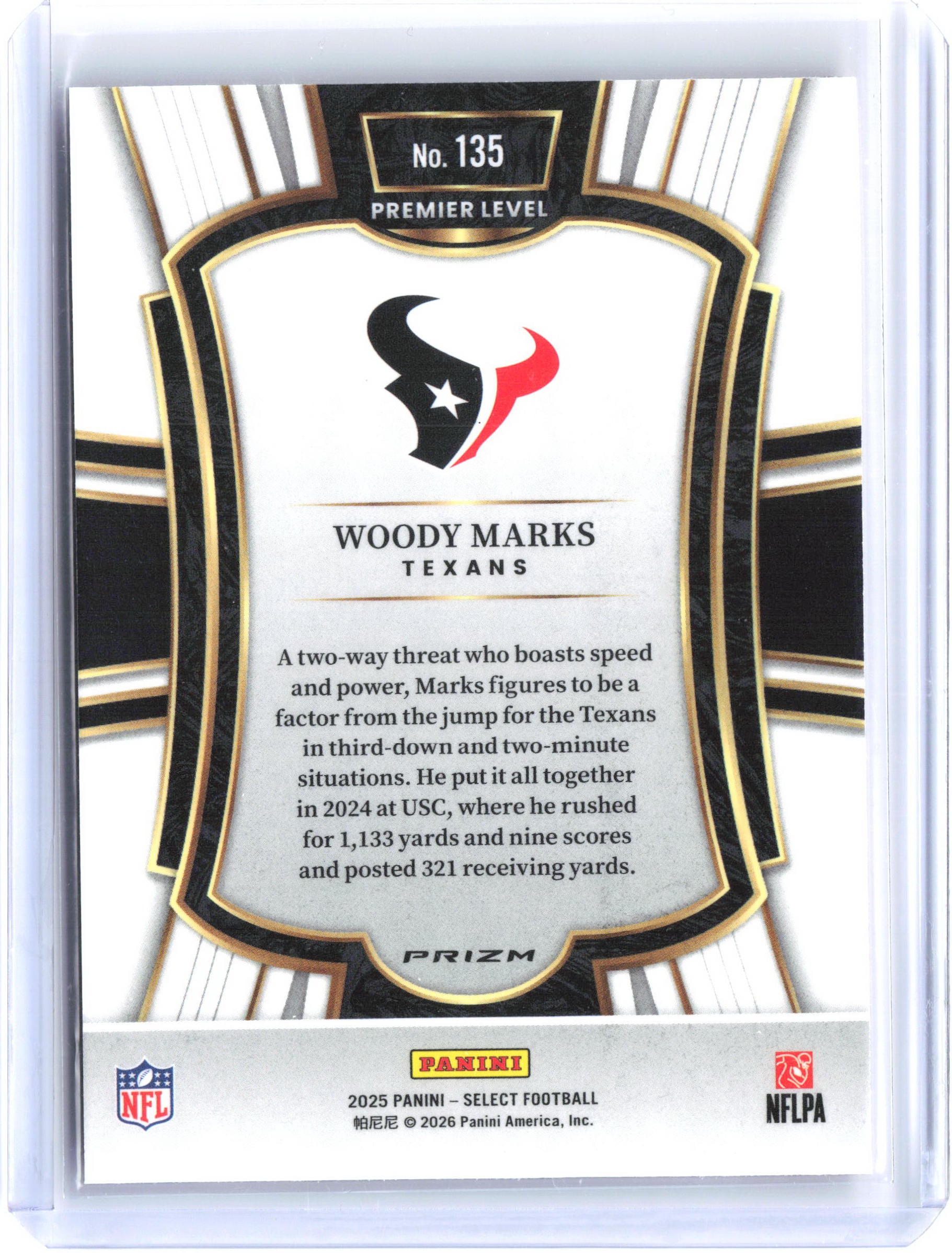 2025 Panini Select #135 Woody Marks Red and Blue Prizm Shock