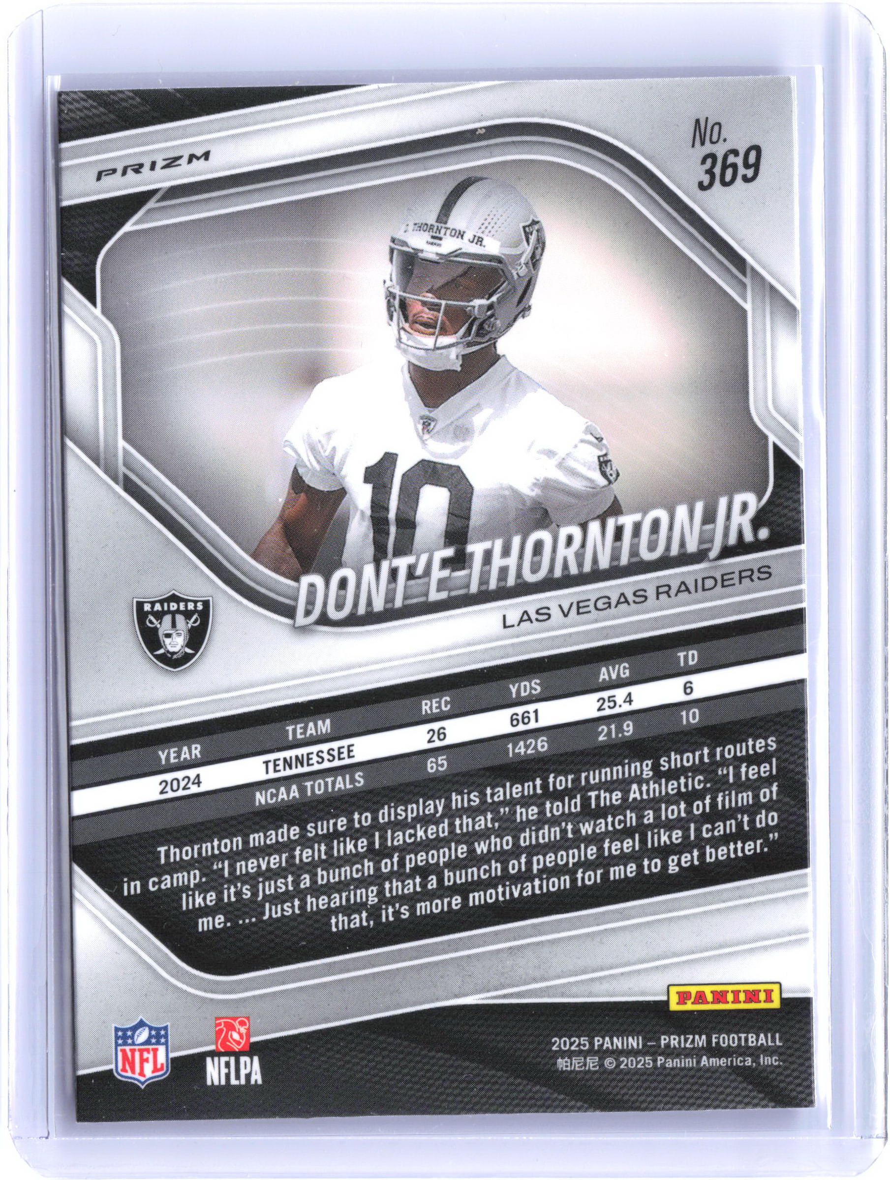 2025 Panini Prizm #369 Dont'e Thornton Jr. Lazer