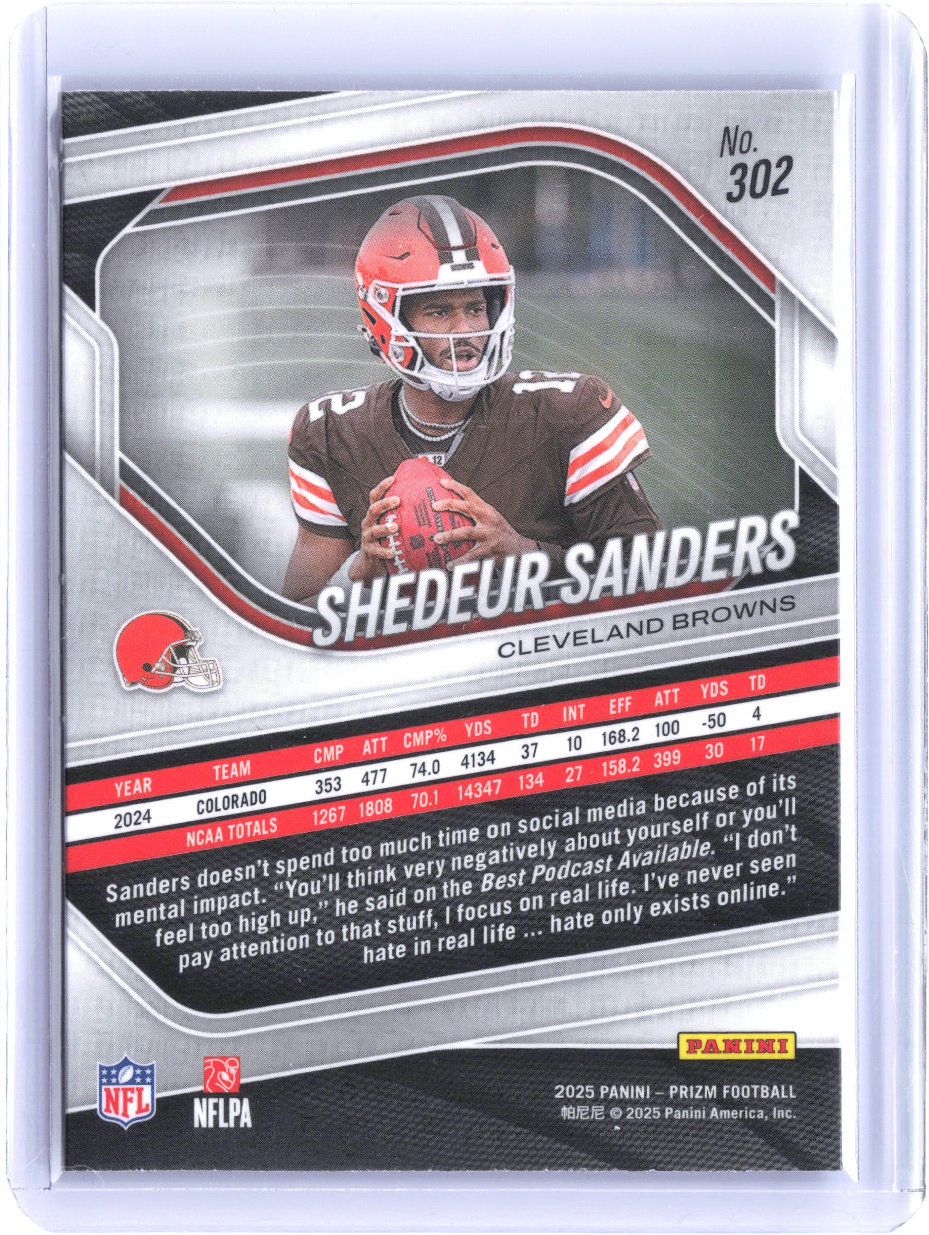2025 Panini Prizm #302 Shedeur Sanders