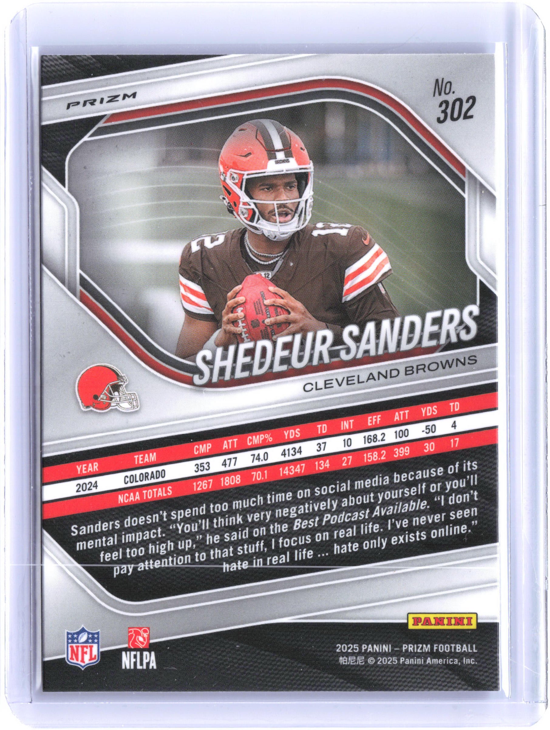 2025 Panini Prizm #302 Shedeur Sanders Silver