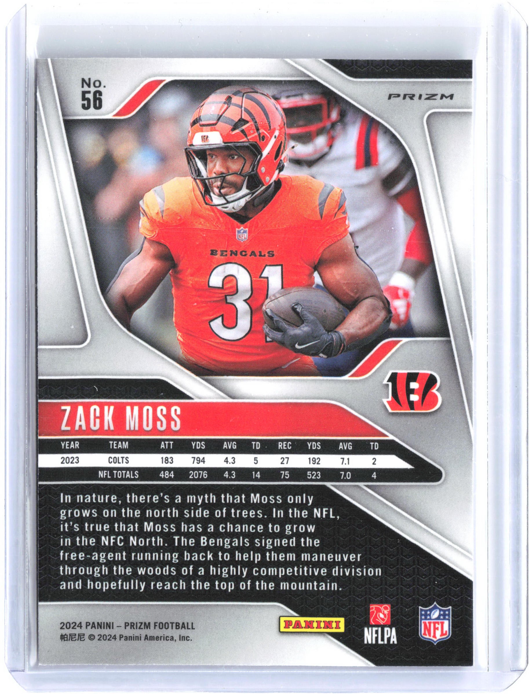 2024 Panini Prizm #56 Zack Moss Silver