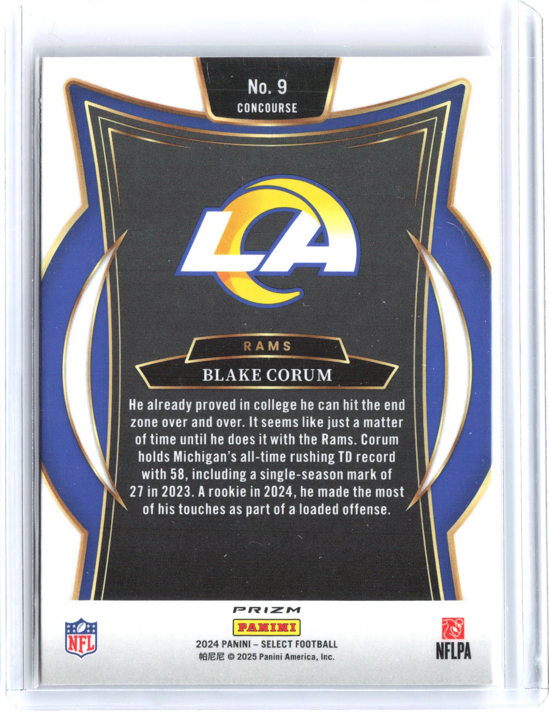 2024 Panini Select #9 Blake Corum Black & Red Prizm Shock