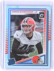 2025 Donruss #392 Carson Schwesinger Optic Rated Rookies Preview Holo