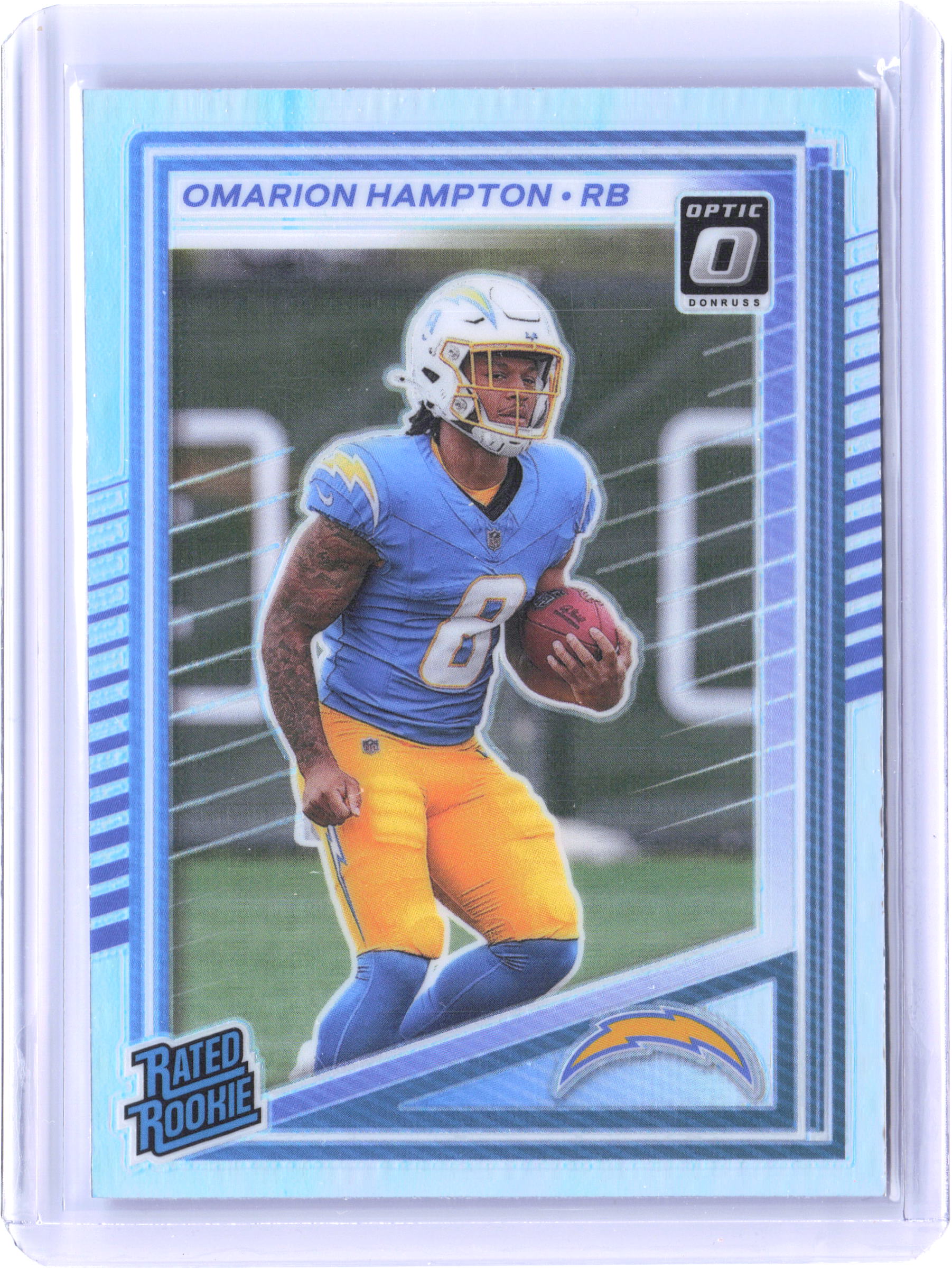 2025 Donruss #303 Omarion Hampton Optic Rated Rookies Preview Holo