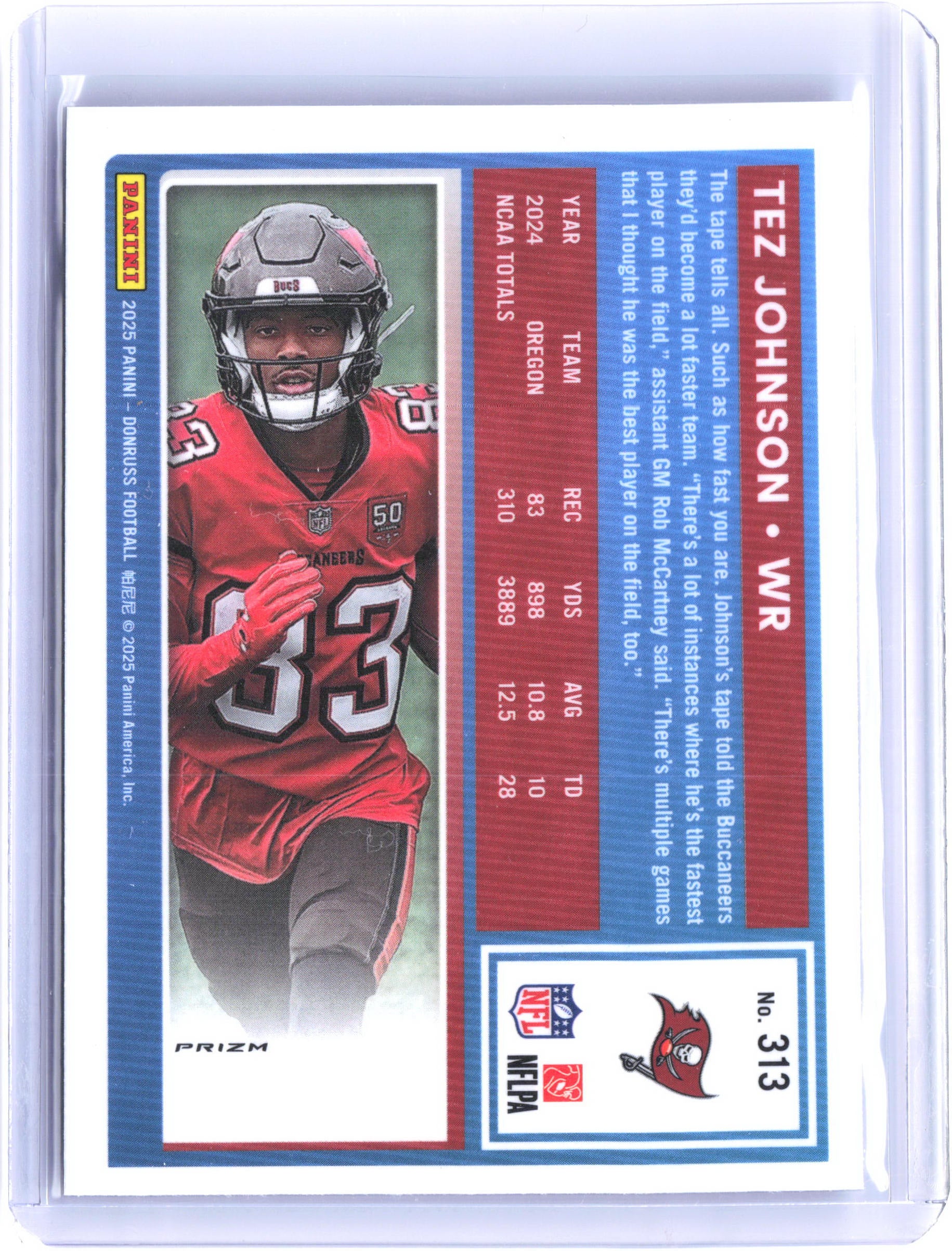 2025 Donruss #313 Tez Johnson Optic Rated Rookies Preview Holo
